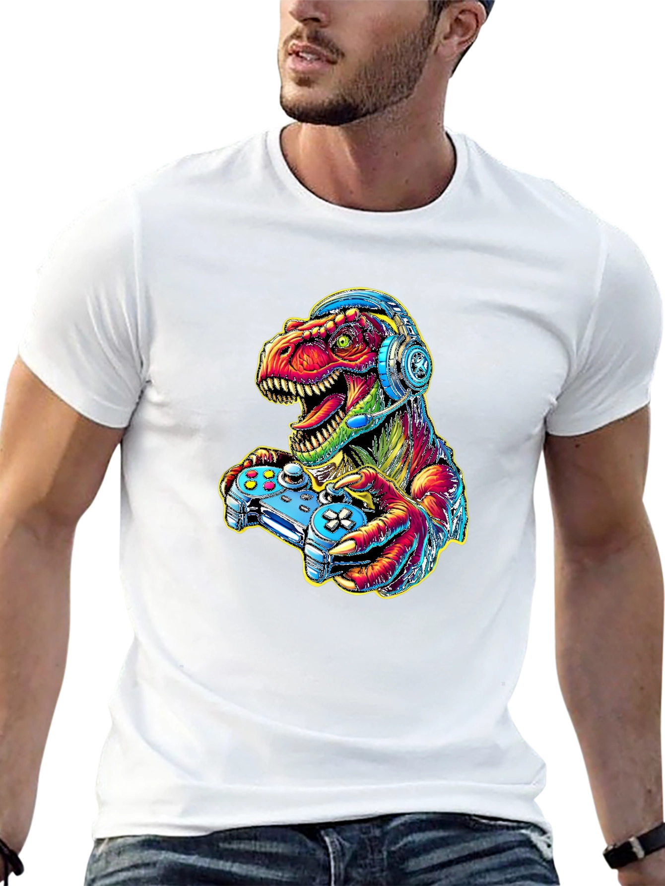 Gamer Dino T-Shirt - Cool Graphic Tee
