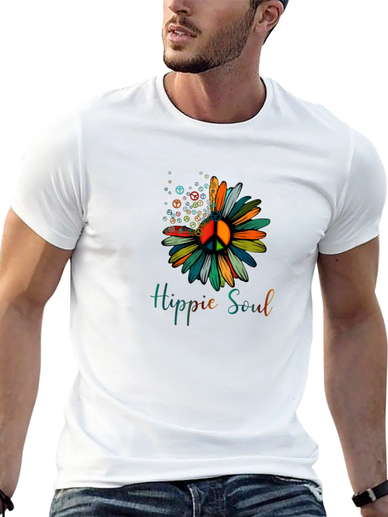 Hippie Soul Peace Sign Flower Graphic Tee