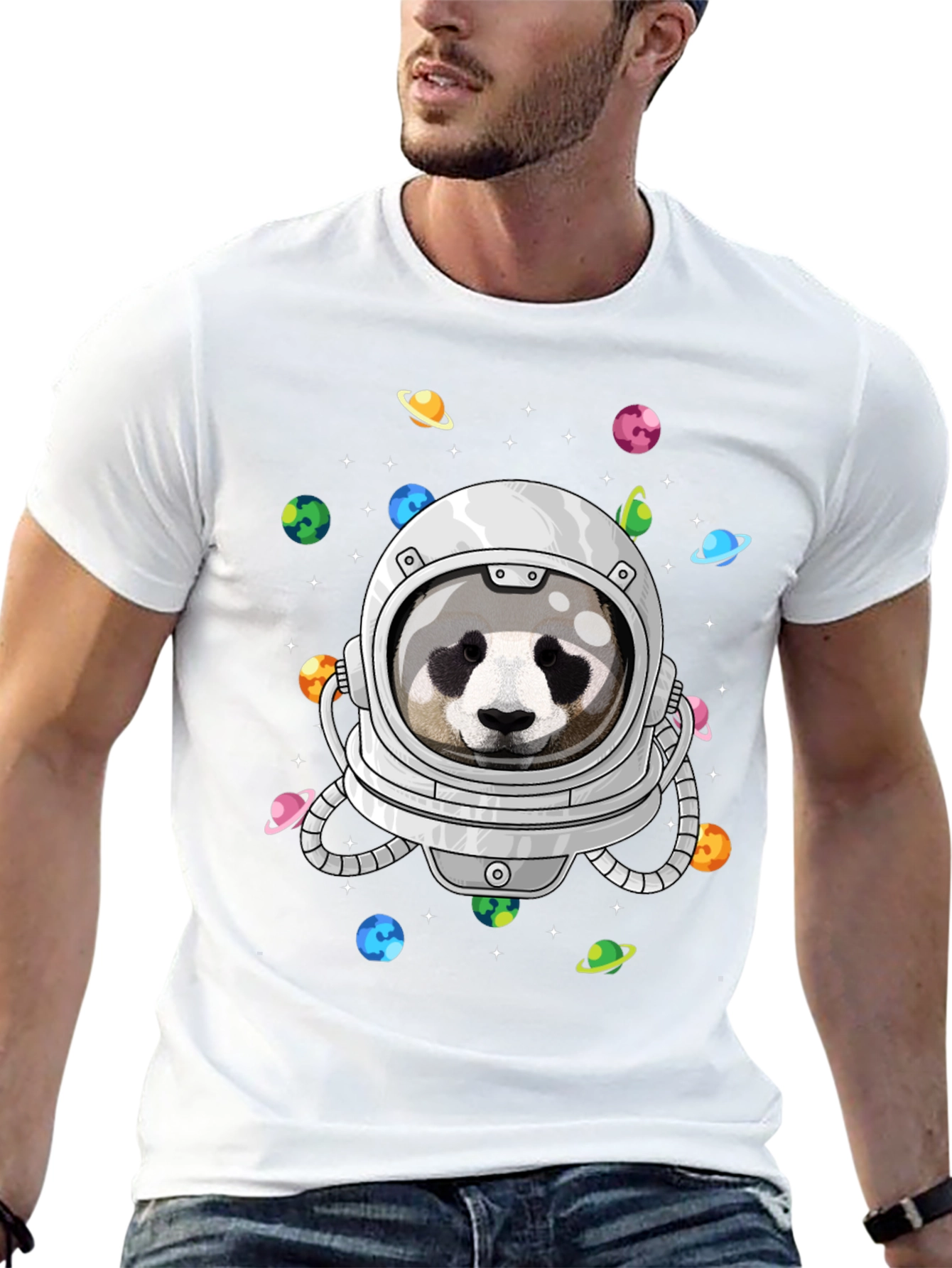 Panda Astronaut T-Shirt - Galaxy Space Design