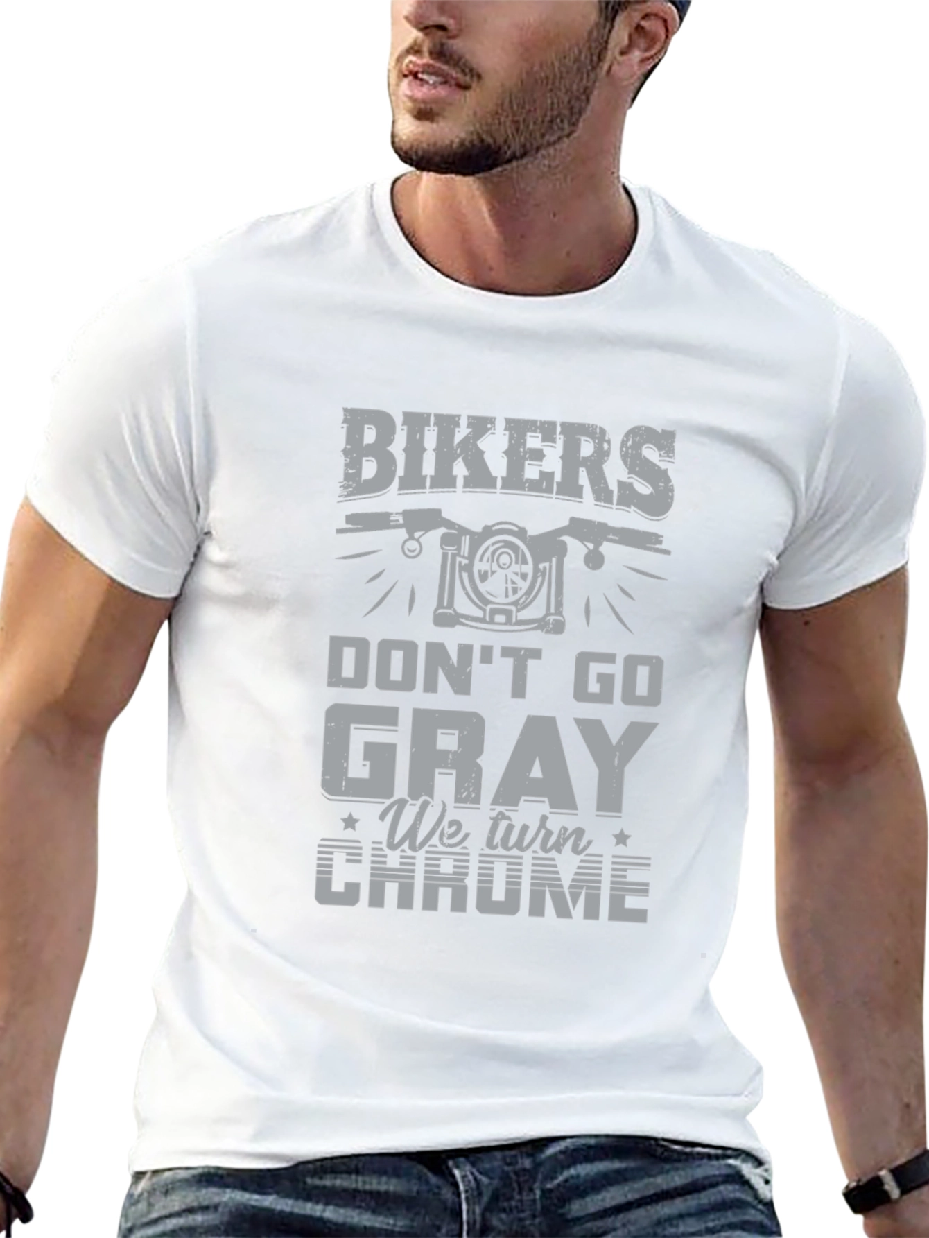 Bikers Dont Go Gray - Chrome T-Shirt
