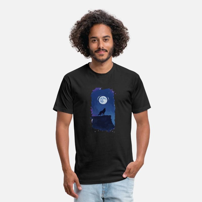 Serene Night Scene Featuring A Wolf Silhouette
