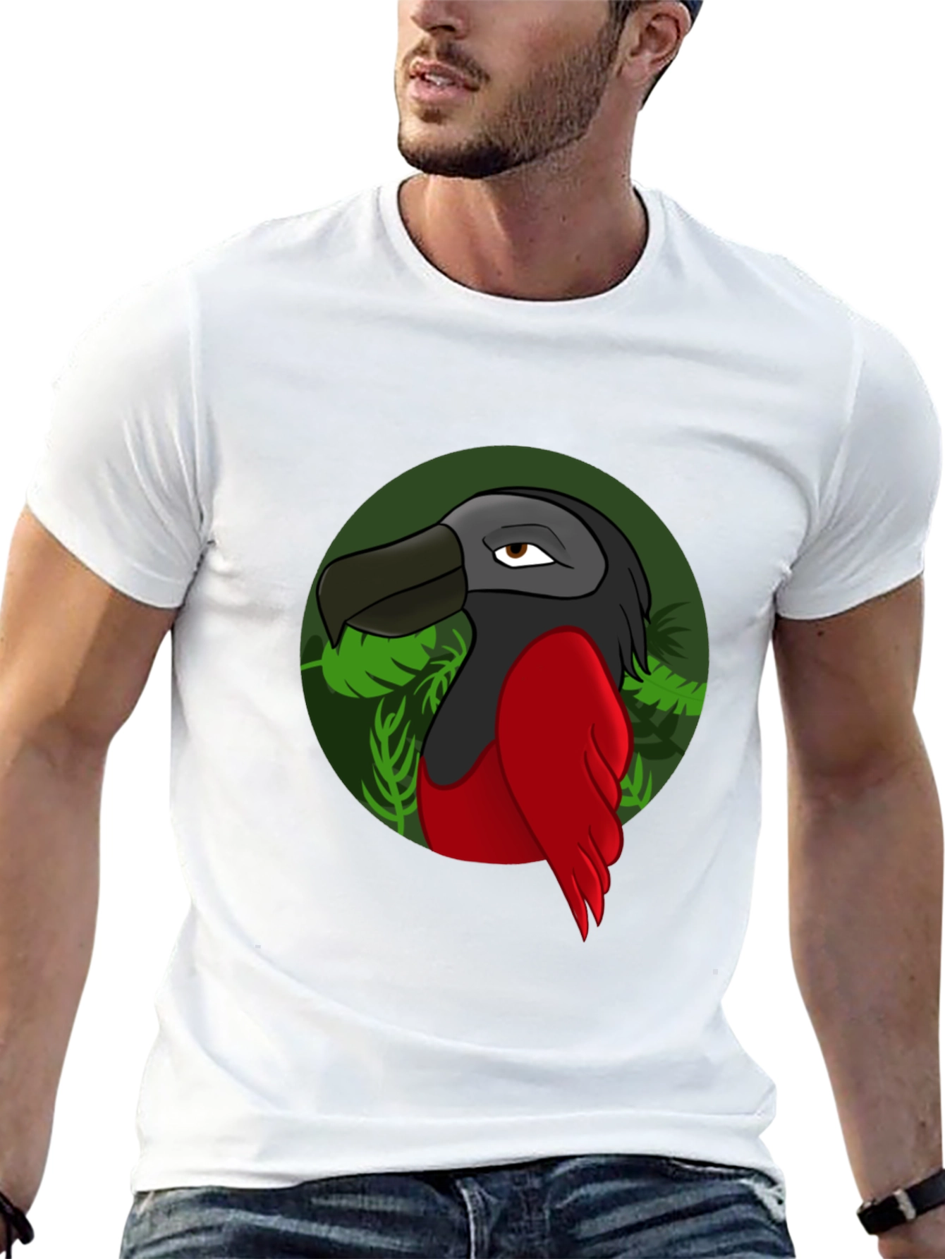 Cartoon Bird Graphic T-Shirt - Black