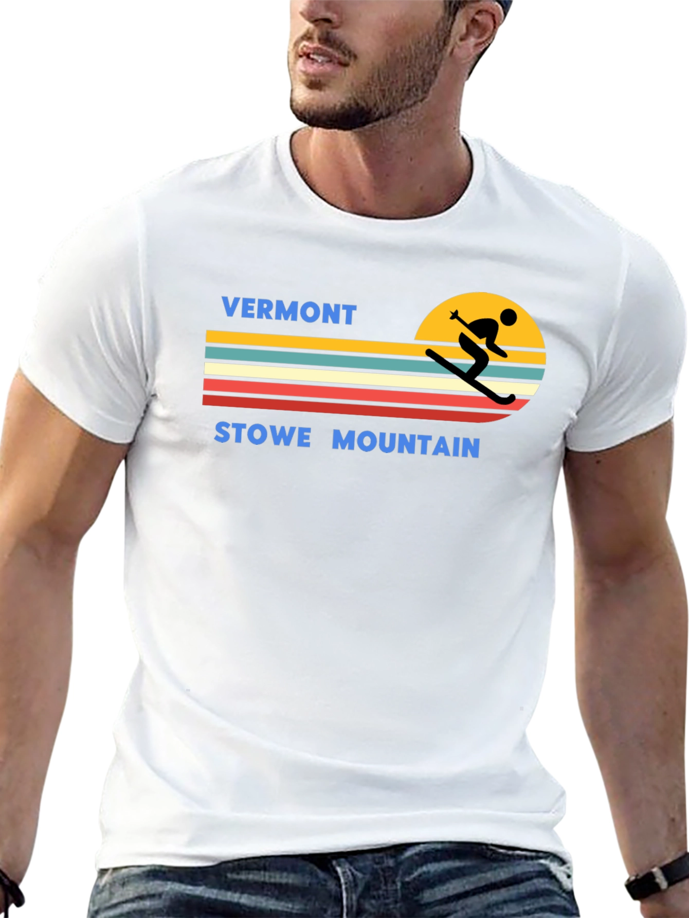 Vermont Stowe Mountain Retro Ski T-Shirt