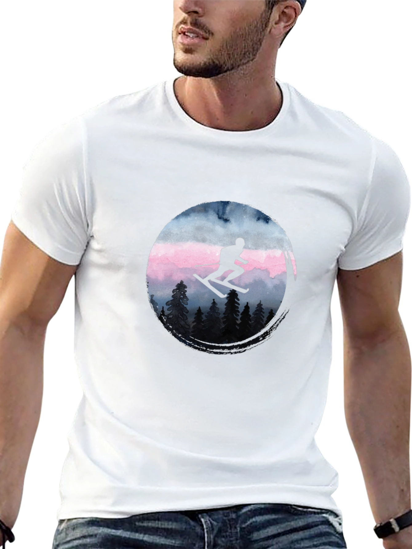 Skiing Silhouette Graphic Tee
