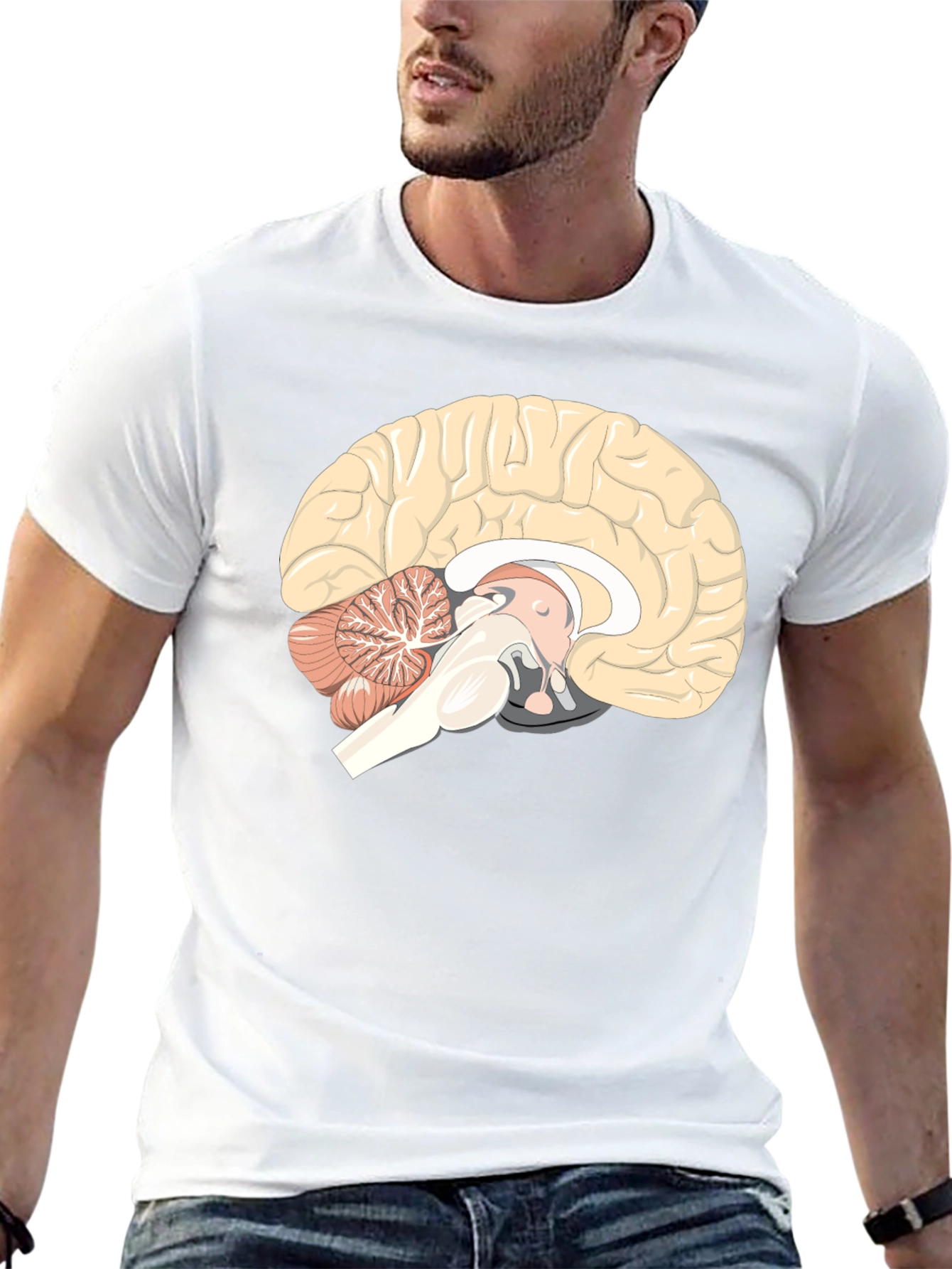 Brain Anatomy Graphic Print Black T-Shirt