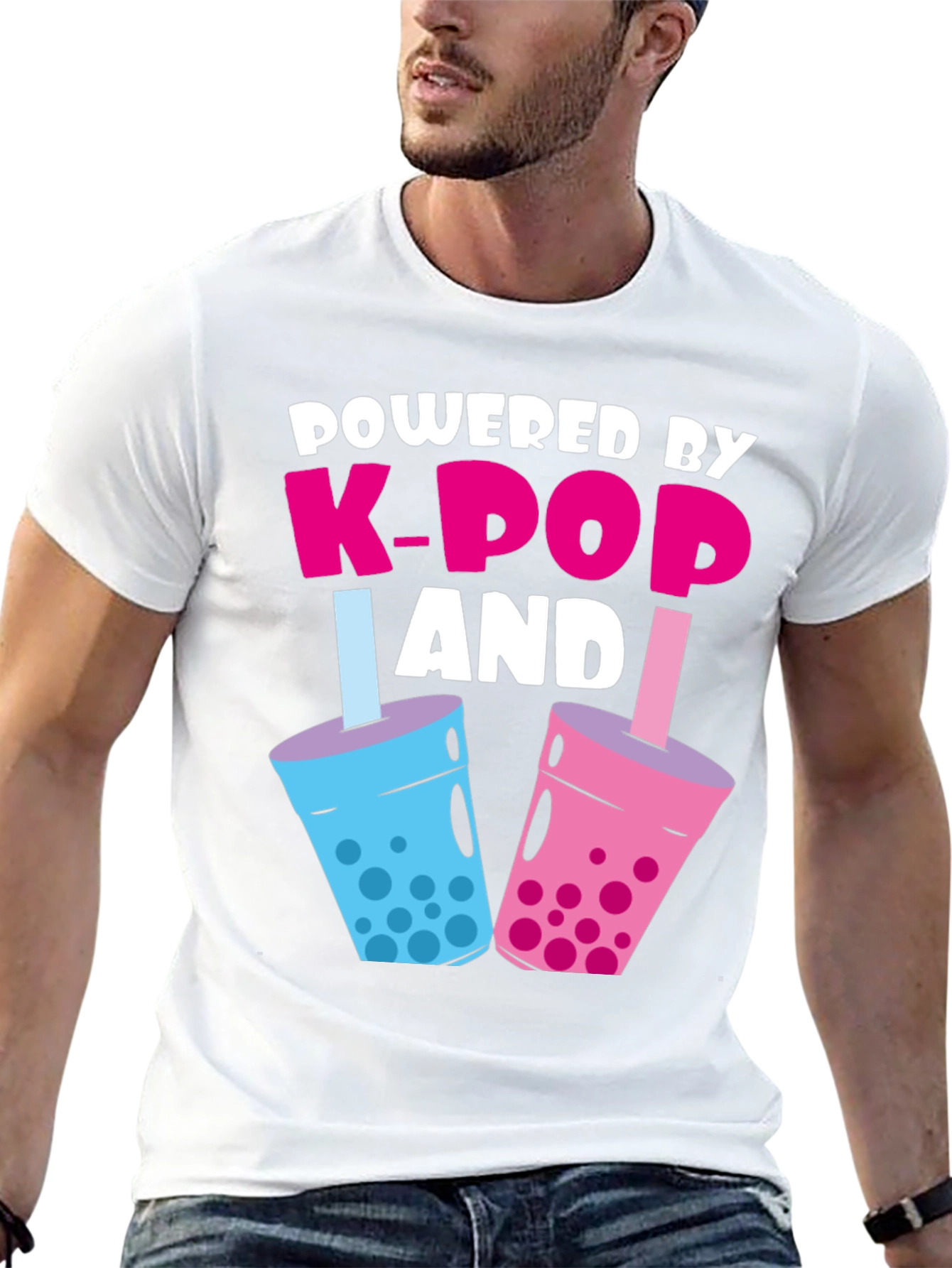 Powered By K-Pop & Boba Black Graphic Tee