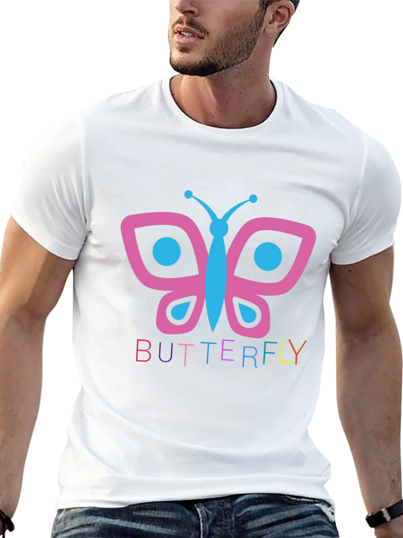 Butterfly Graphic Tee - Black Cotton T-Shirt