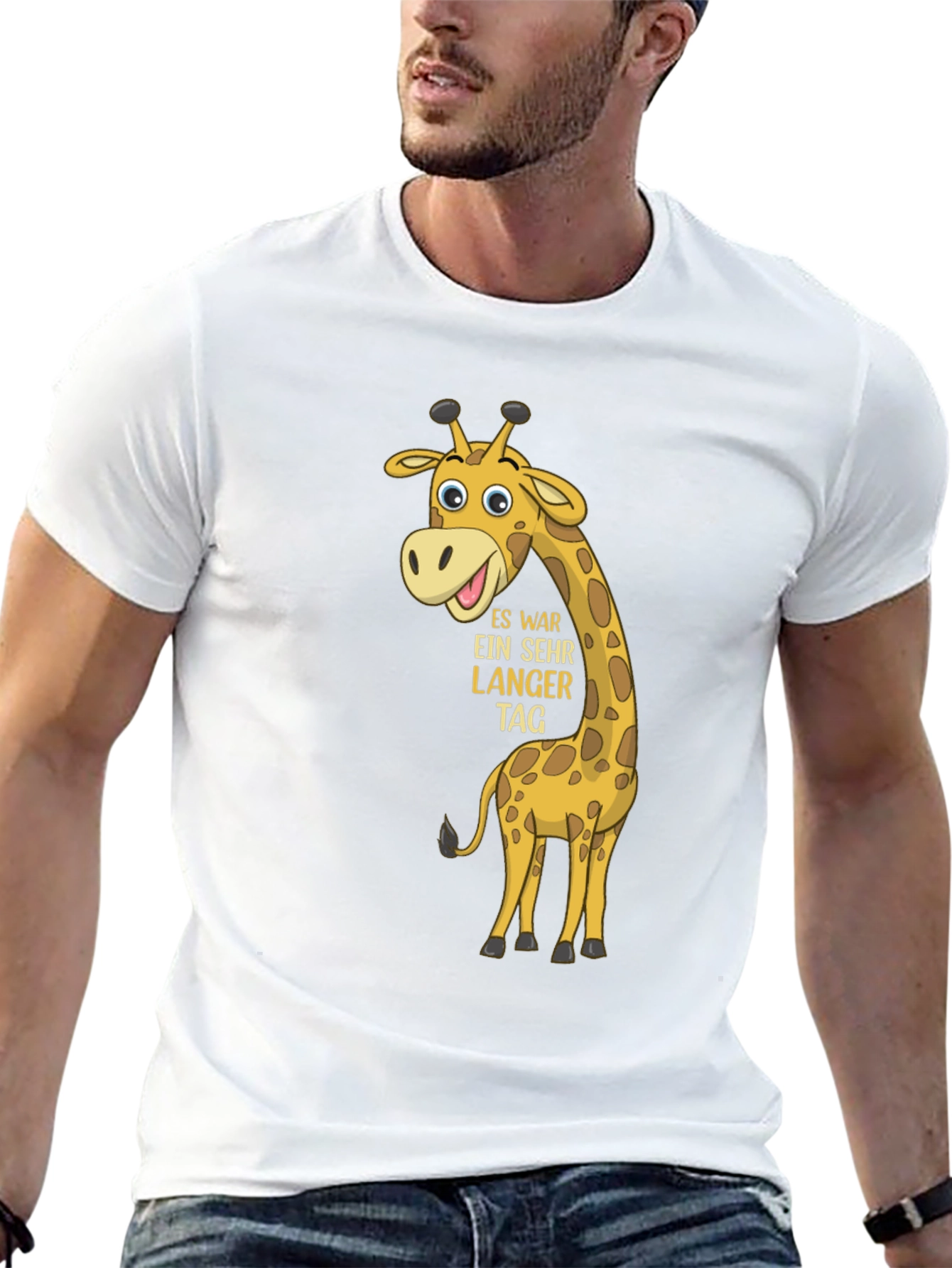 Giraffe Cartoon Black T-Shirt