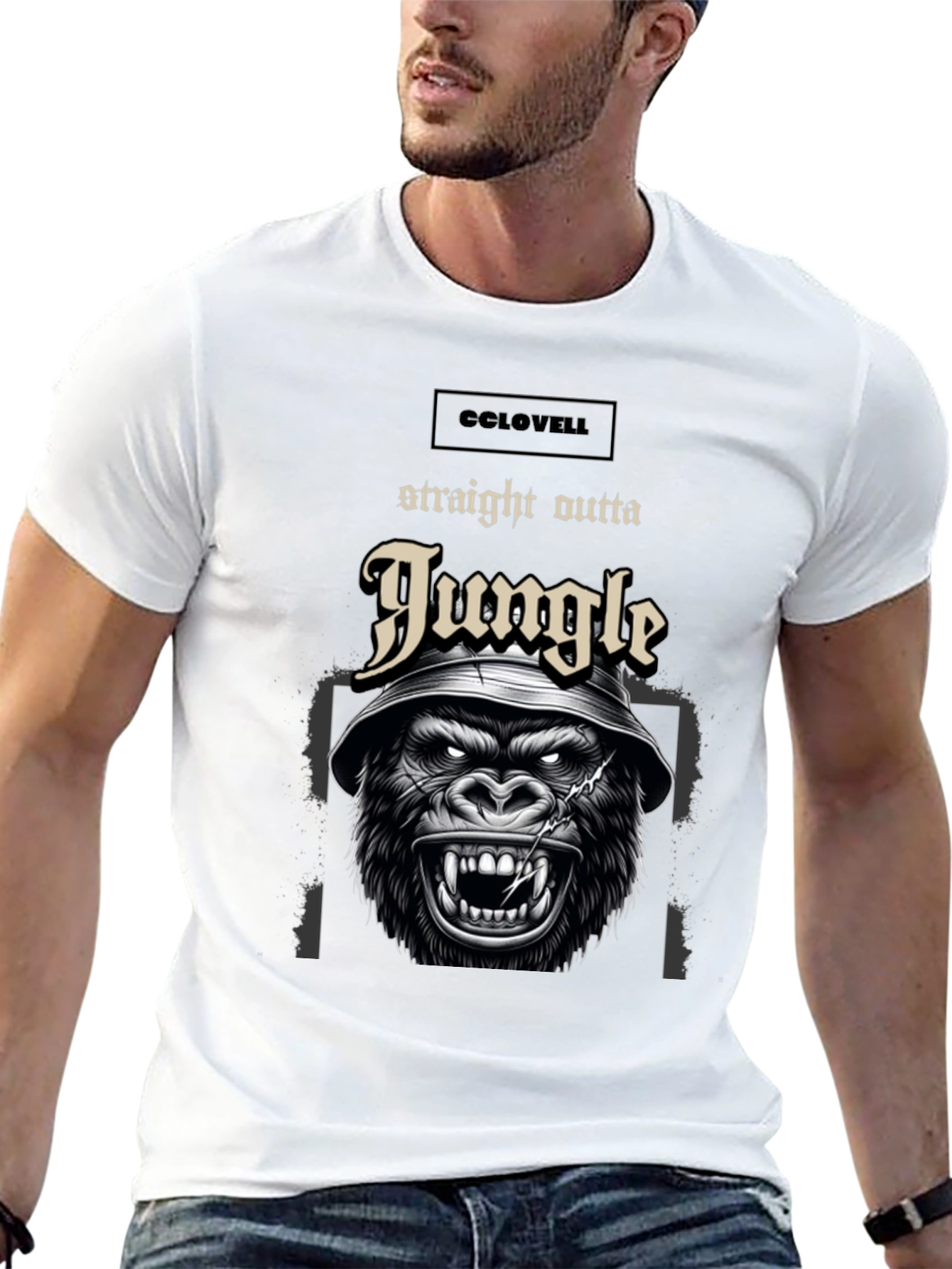 Straight Outta Jungle Gorilla Graphic Tee - Black