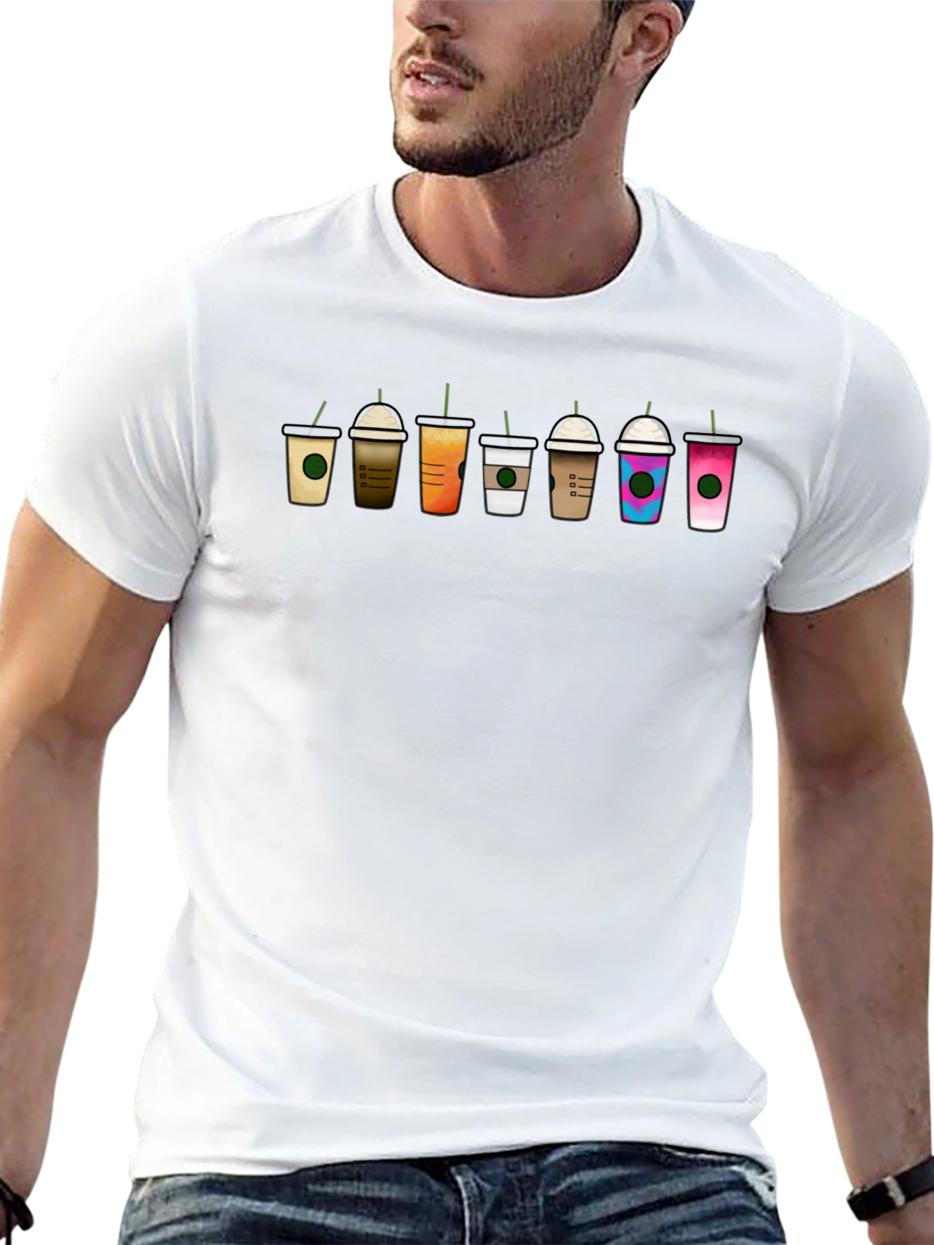 Coffee Cups Graphic Tee - Unisex Black T-Shirt