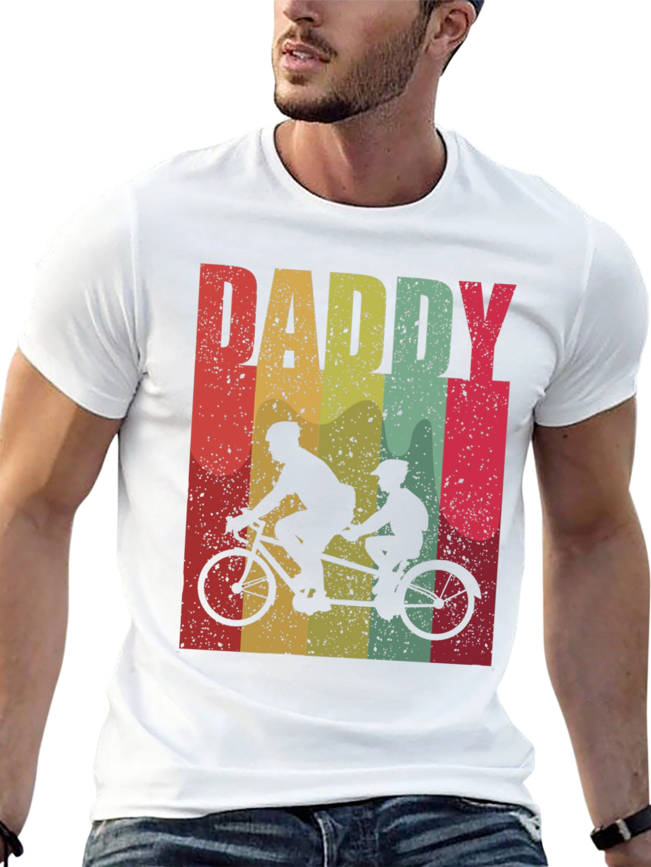 Retro Daddy Tandem Bike T-Shirt - Fathers Day Gift