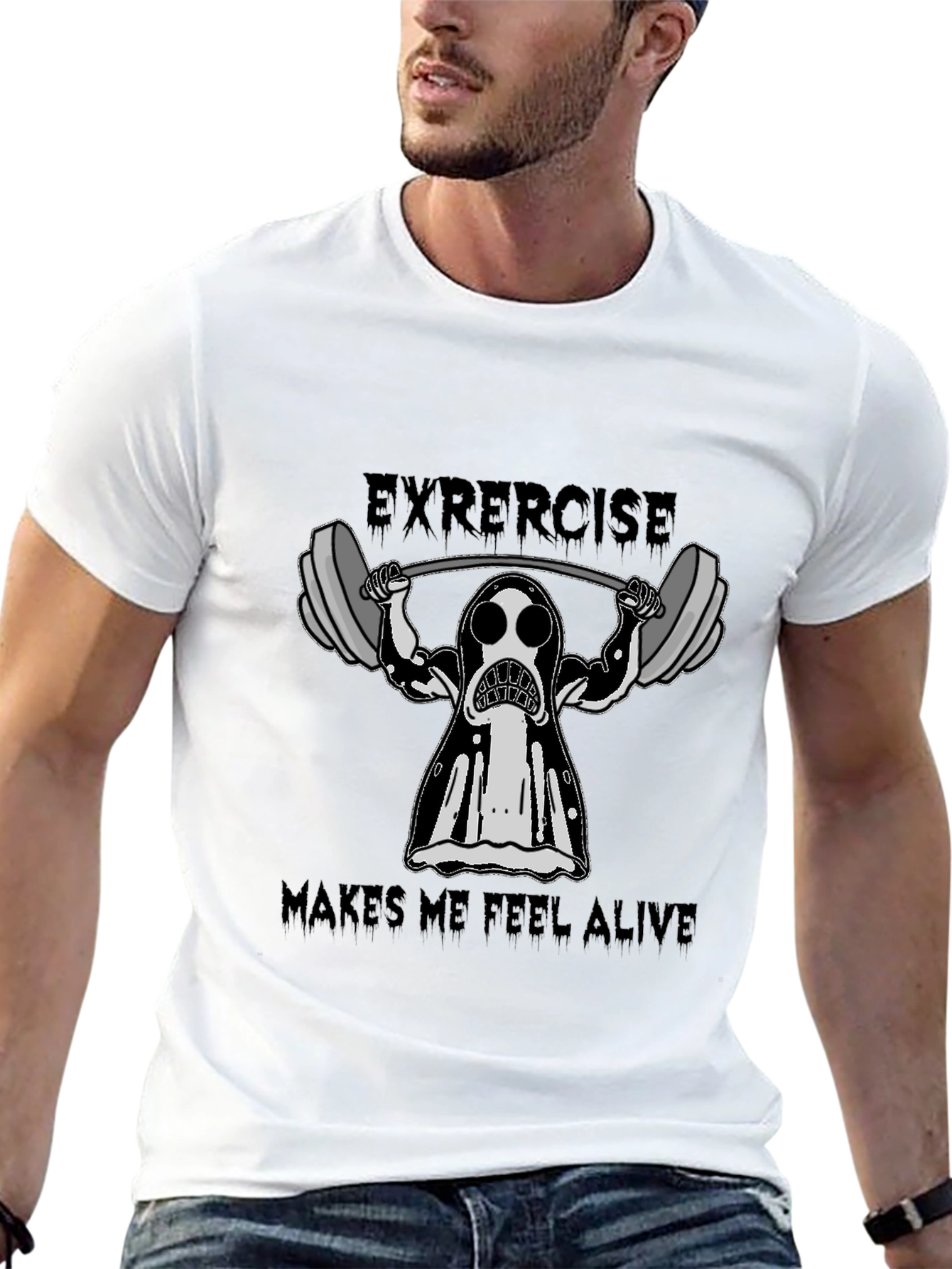 Ghost Workout T-Shirt: Exercise Makes Me Feel Alive
