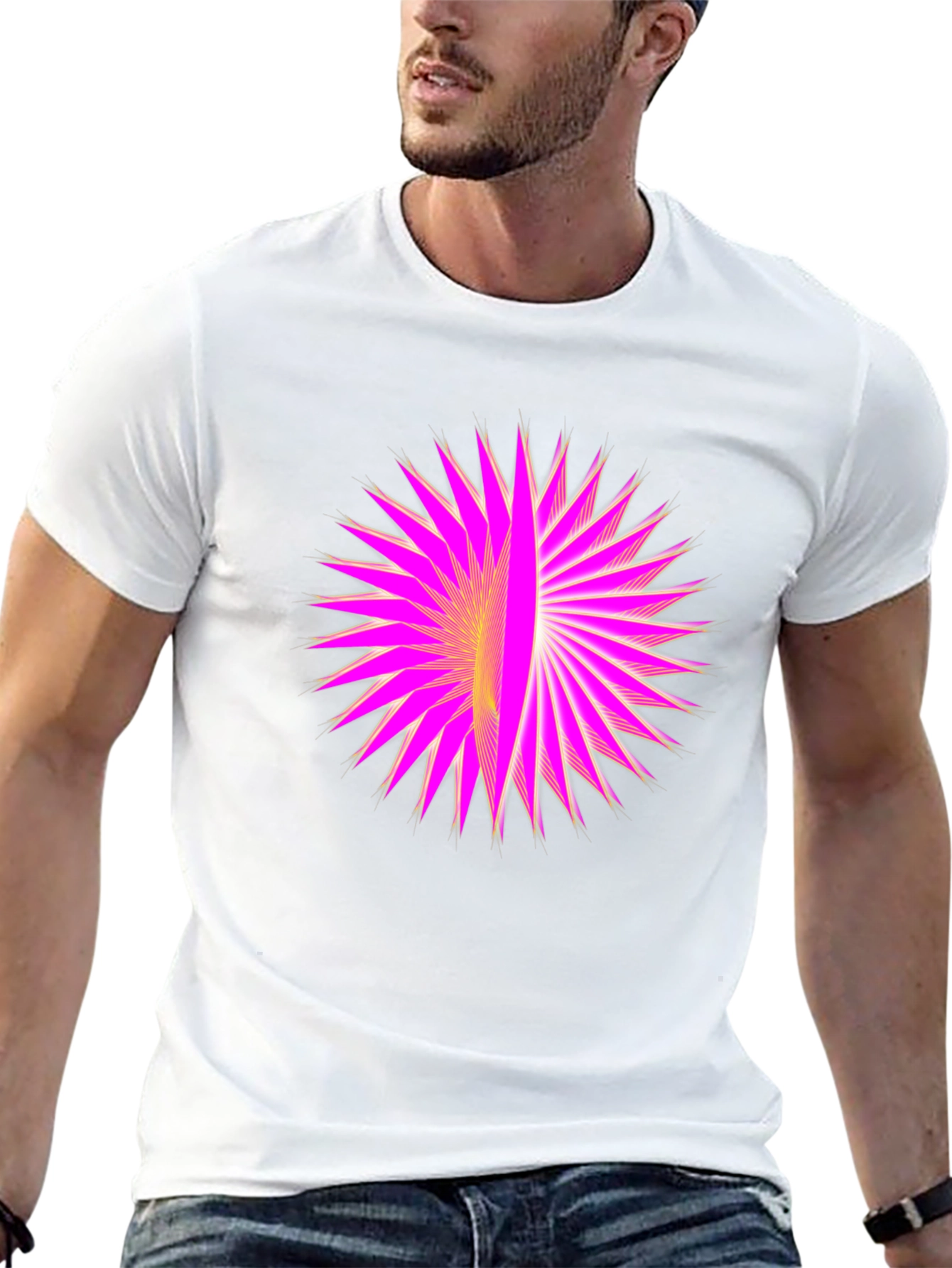 Geometric Burst Graphic Black T-Shirt