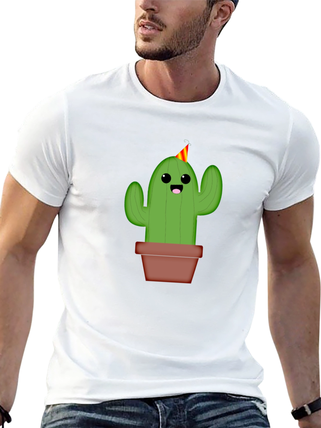 Cute Cactus Graphic Tee - Black