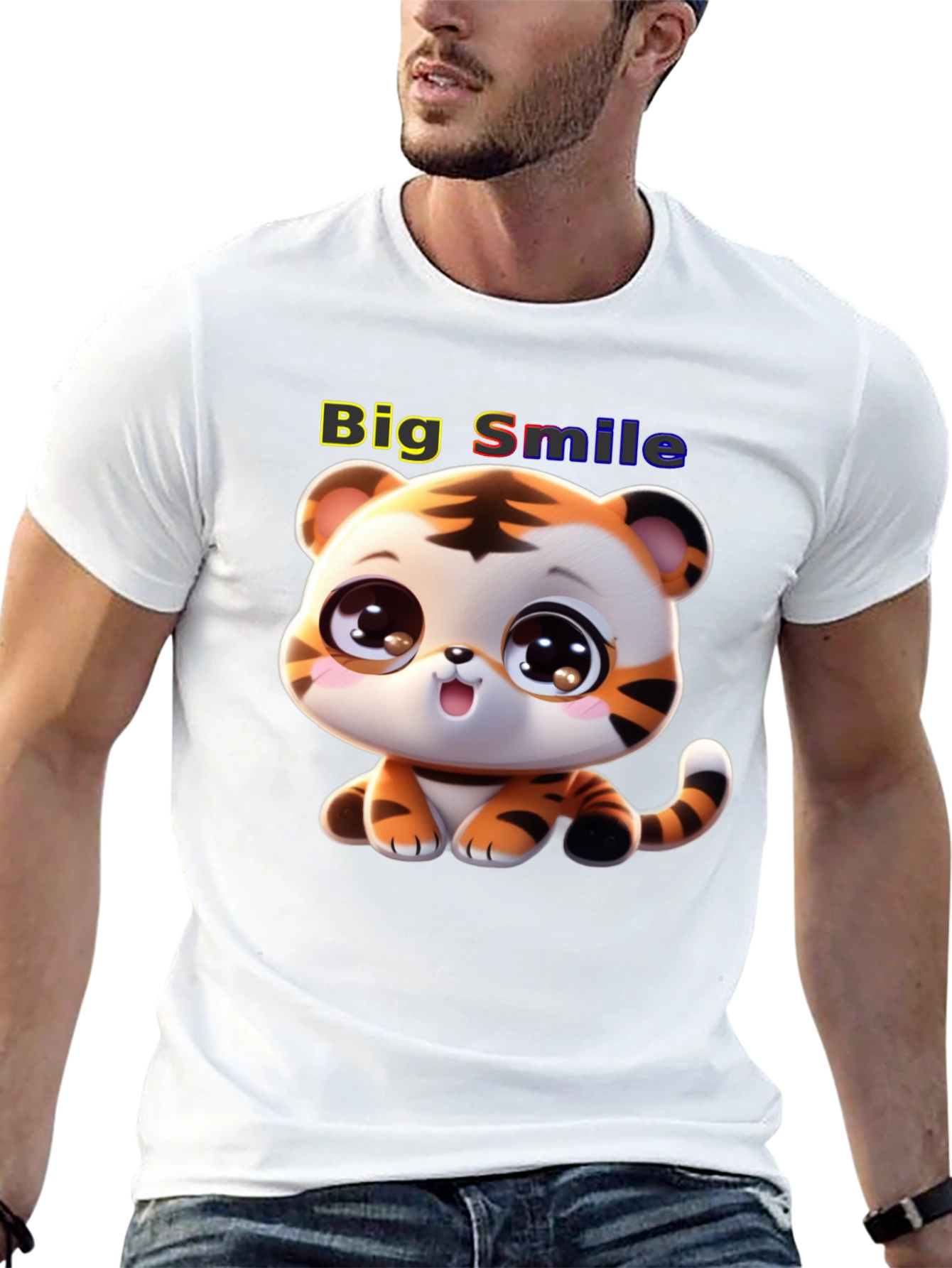 Cute Tiger Cub T-Shirt - Big Smile Design