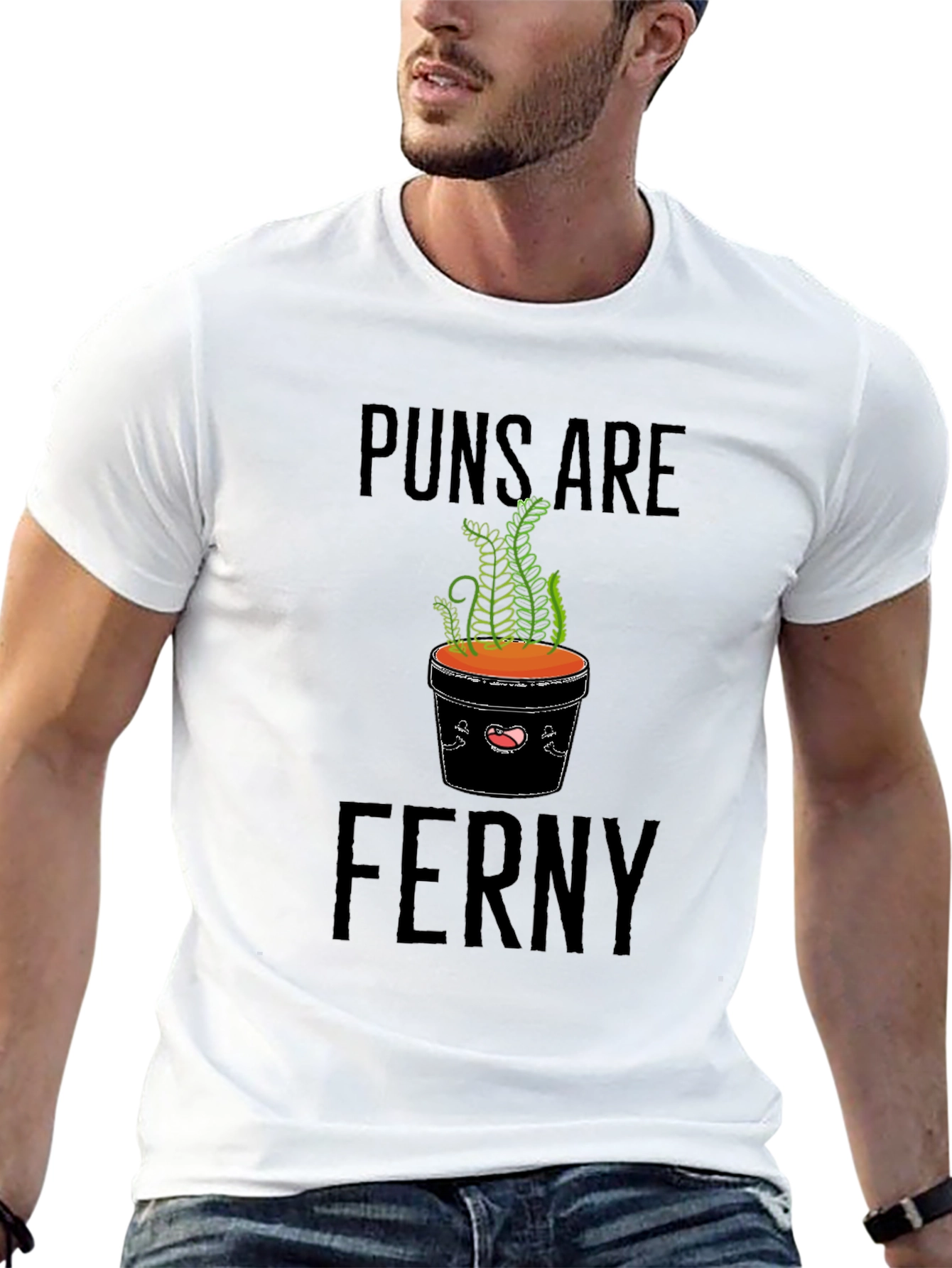 Puns Are Ferny Graphic T-Shirt - Black Cotton Tee