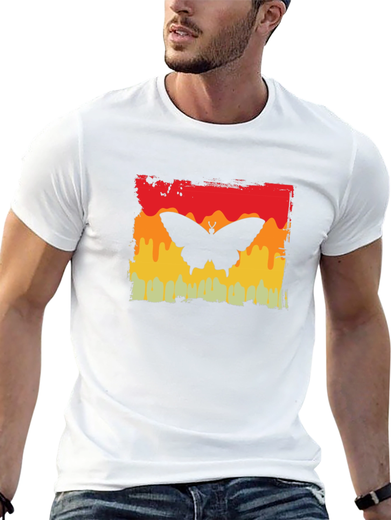 Butterfly Graphic Tee - Retro Sunset Design