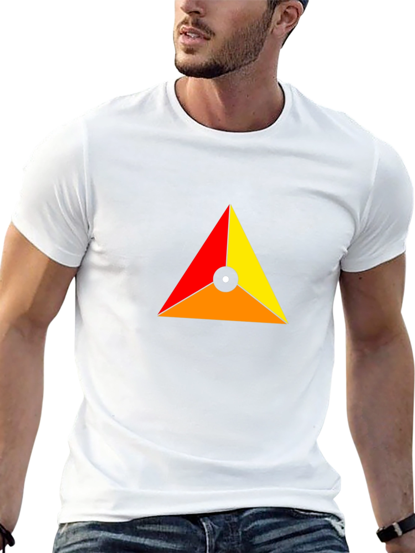 Geometric Triangle Design Black T-Shirt