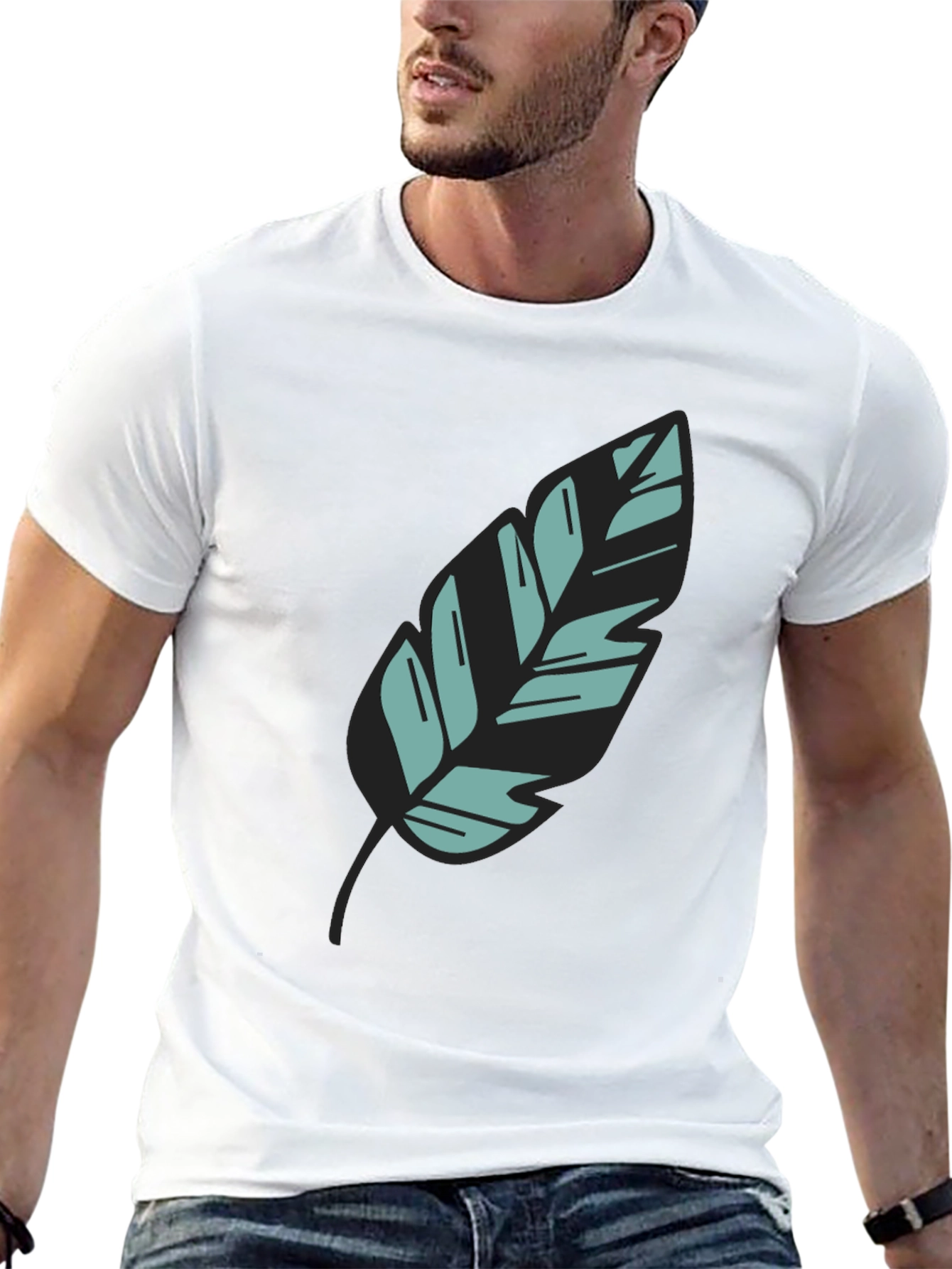 Leaf Graphic Black Tee - Stylish Casual Wear