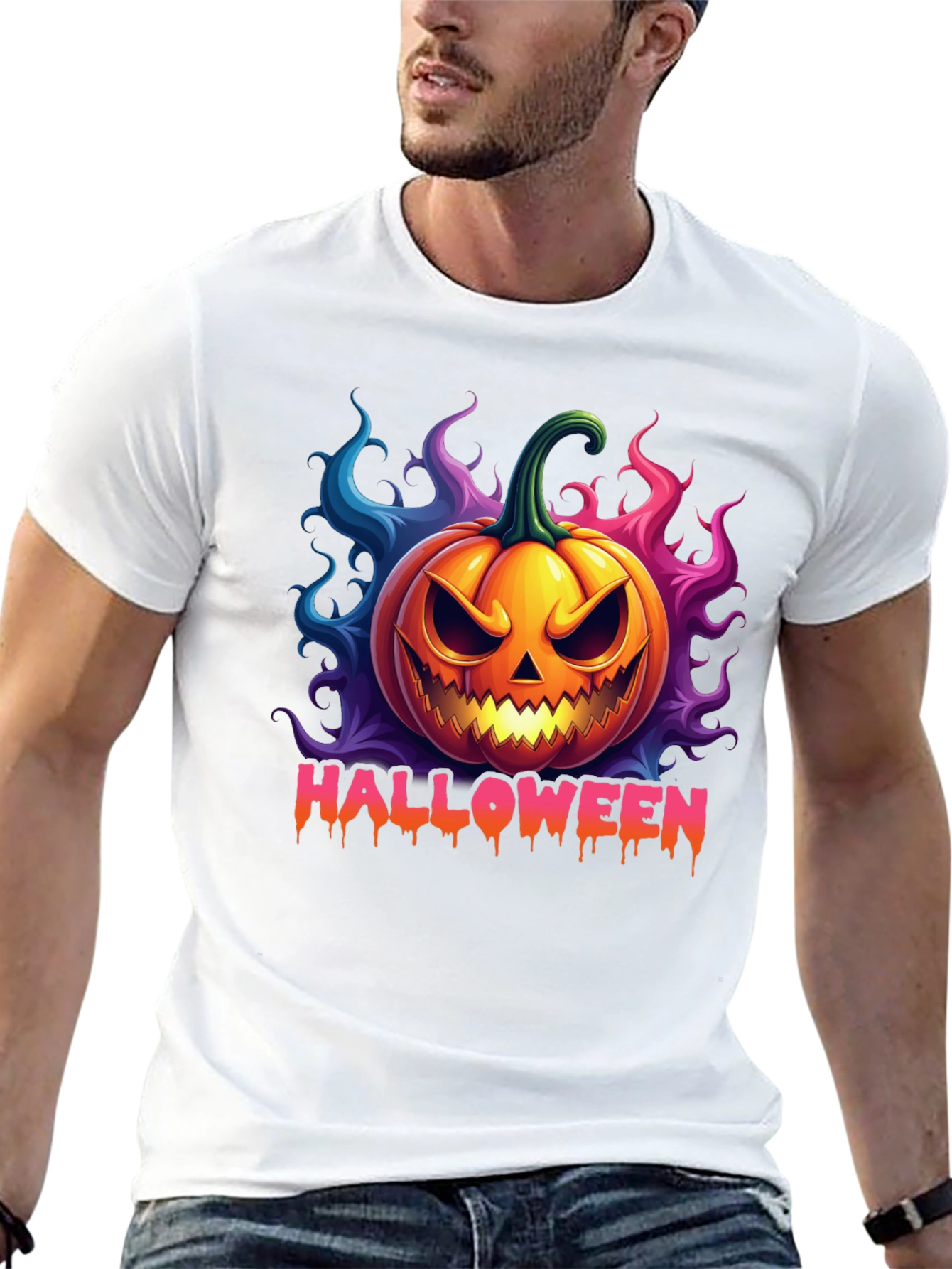 Halloween Pumpkin T-Shirt - Scary Jack O Lantern Design