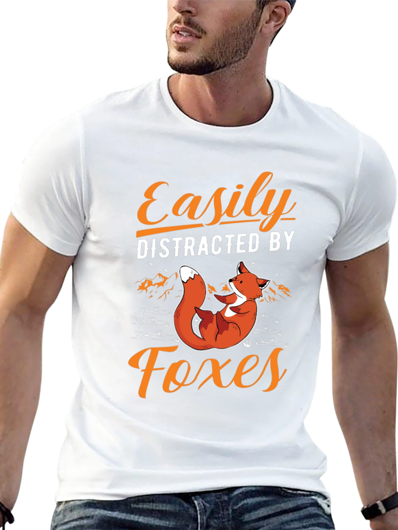 Easily Distracted By Foxes Black Graphic Tee