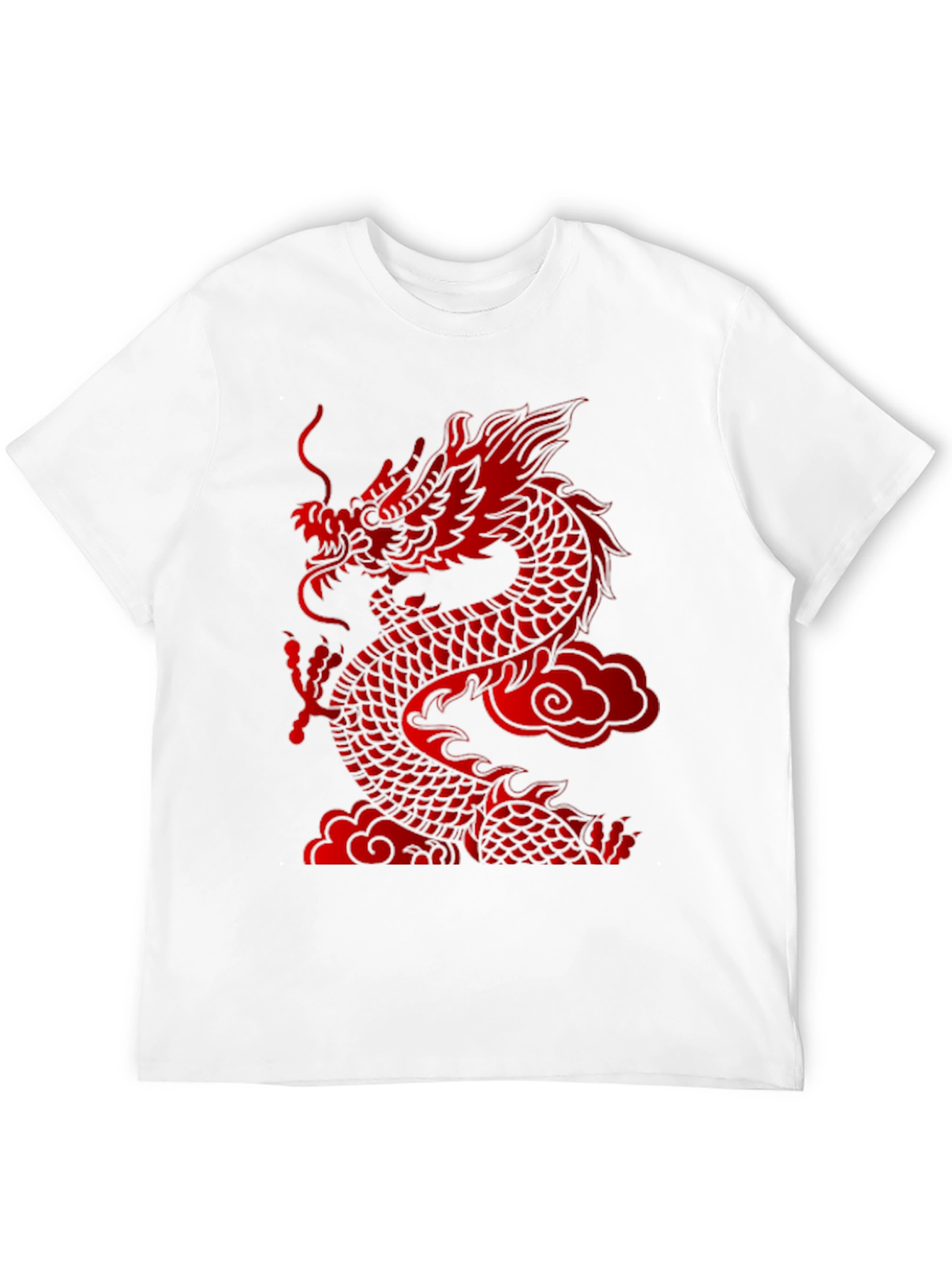 Bold Dragon Graphic Tee - Red Asian Dragon Print