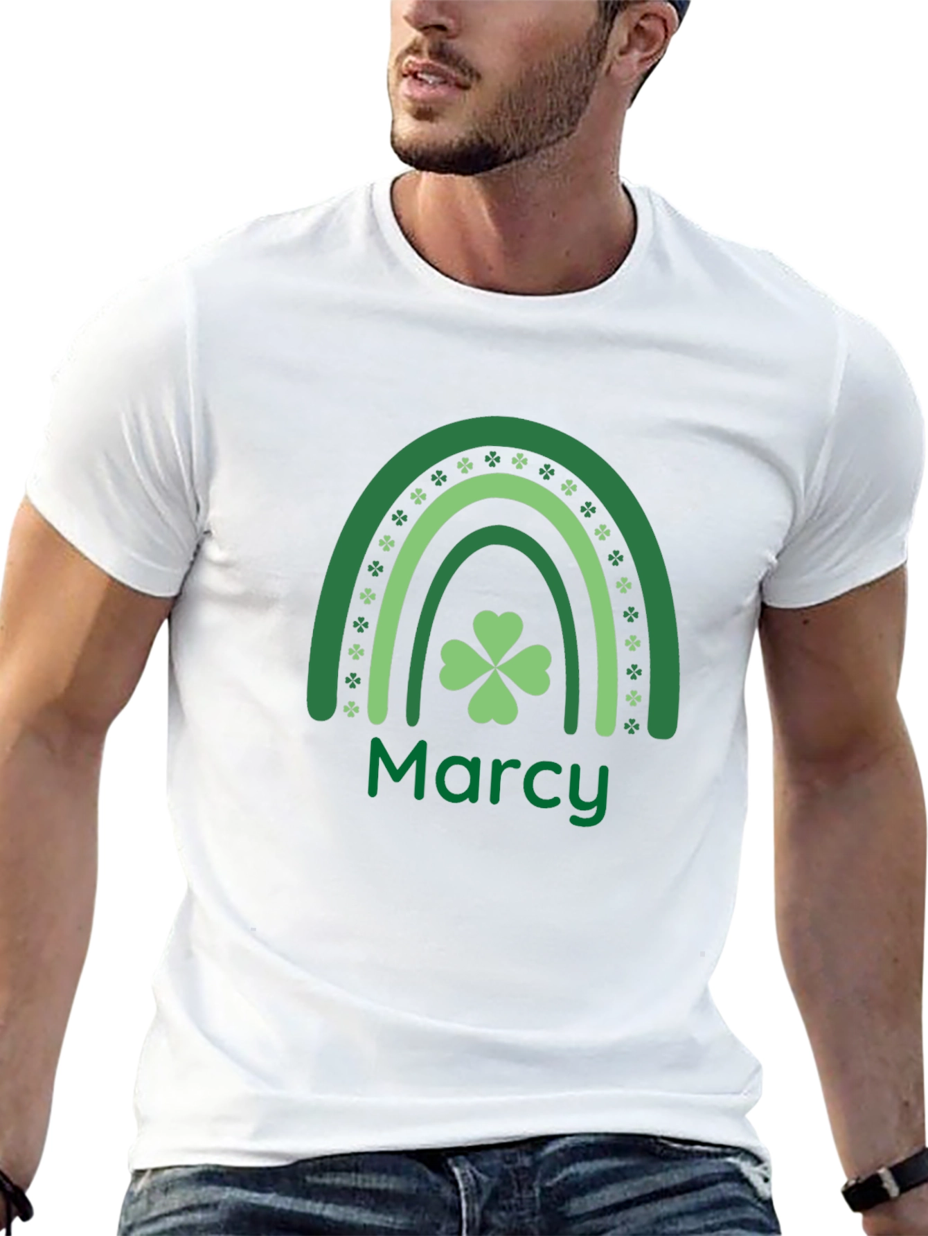 Marcy St. Patricks Day Clover Rainbow Tee