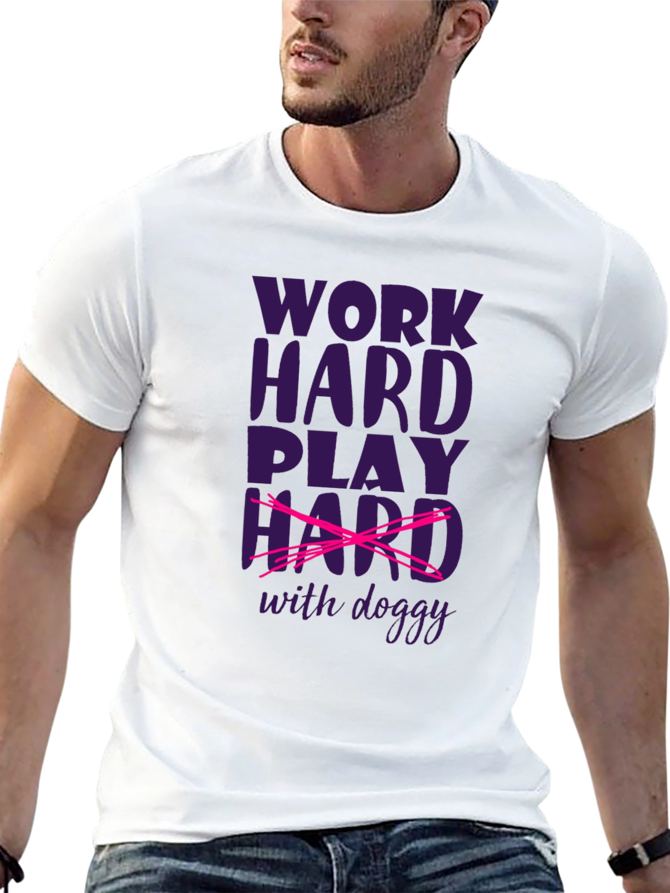 Work Hard Play Hard with Doggy T-Shirt