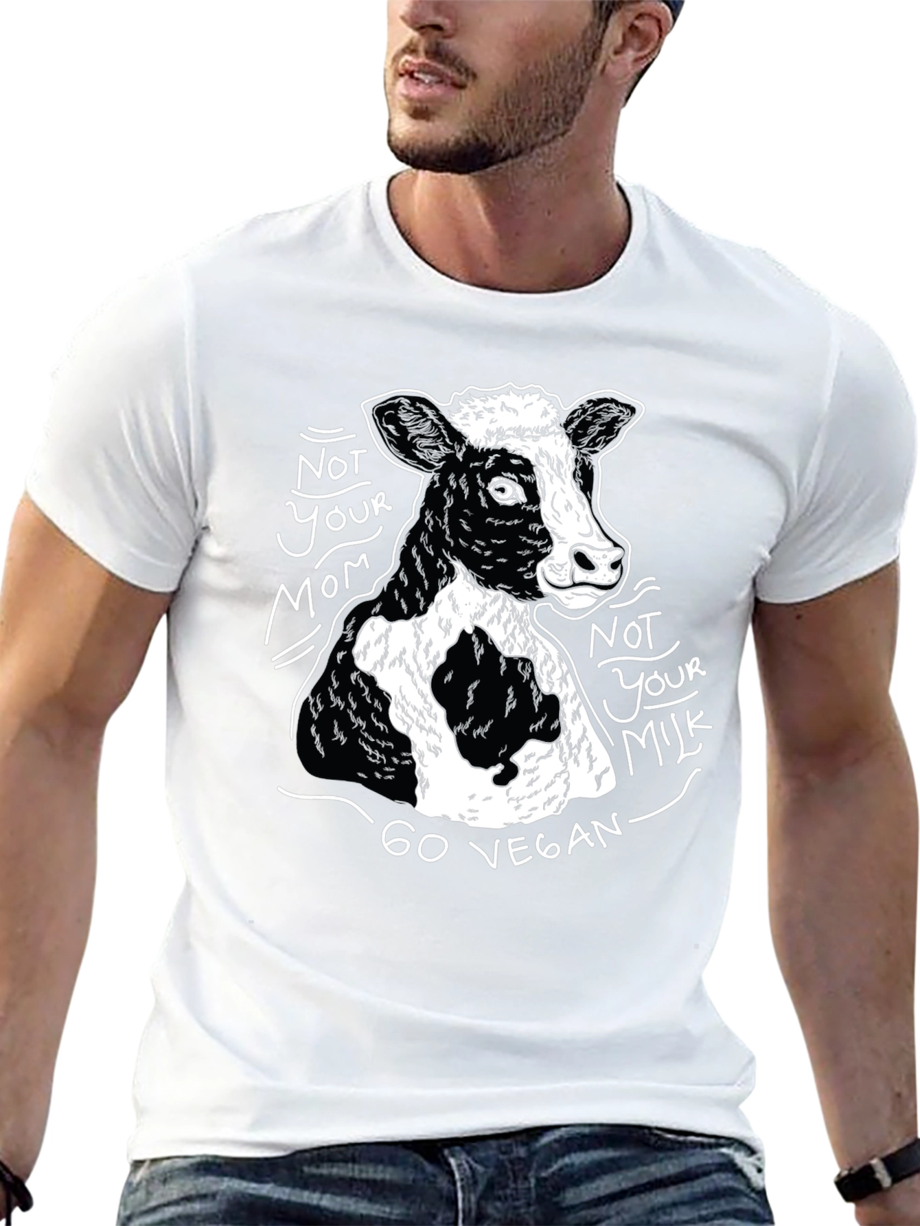 Vegan Cow Graphic T-Shirt - Unisex Black Tee
