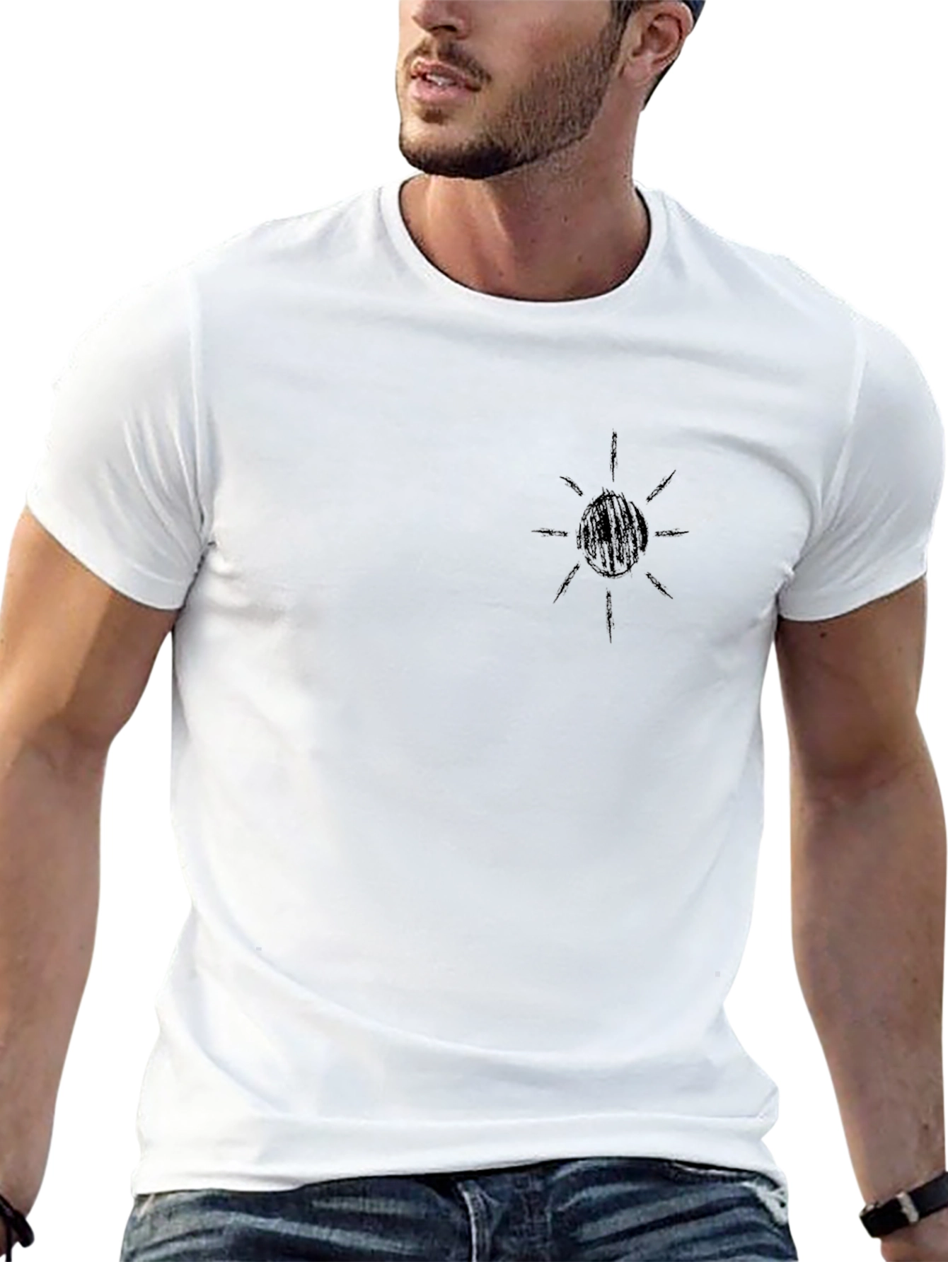 Mens Black Graphic Tee - Sun Design