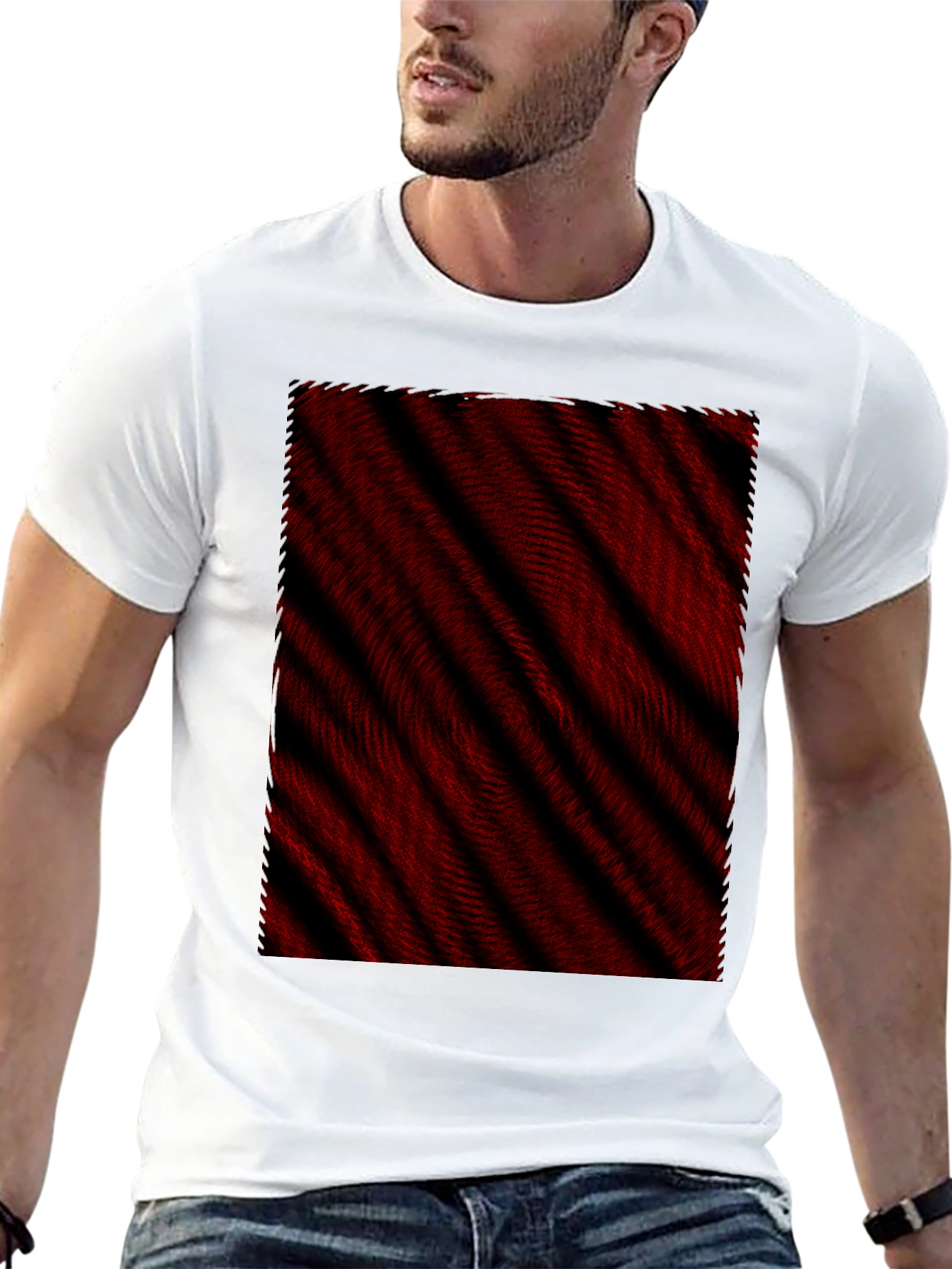 Abstract Red & Black Striped Tee