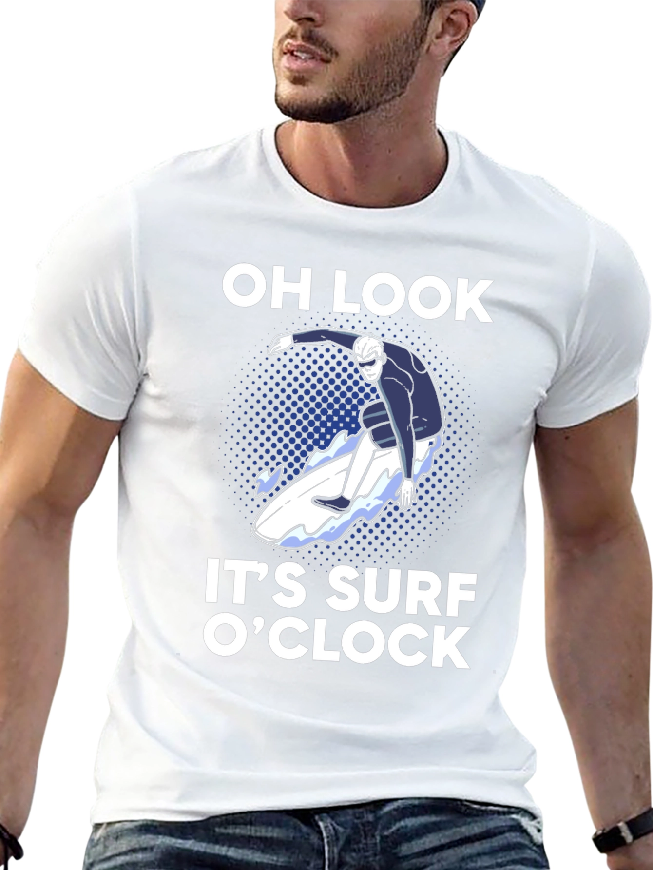 Surf OClock Graphic Tee - Mens Black Cotton T-Shirt