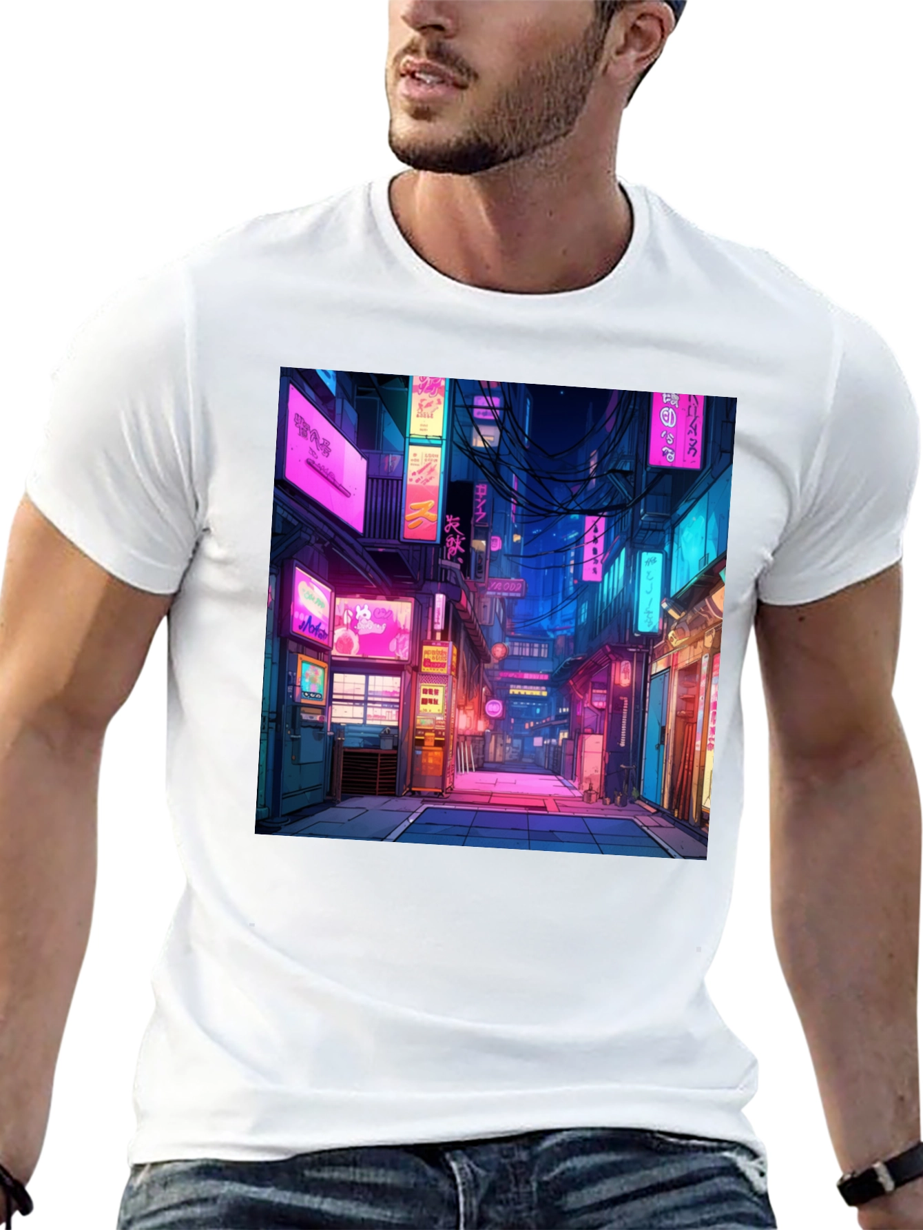 Cyberpunk Anime Cityscape Graphic Tee