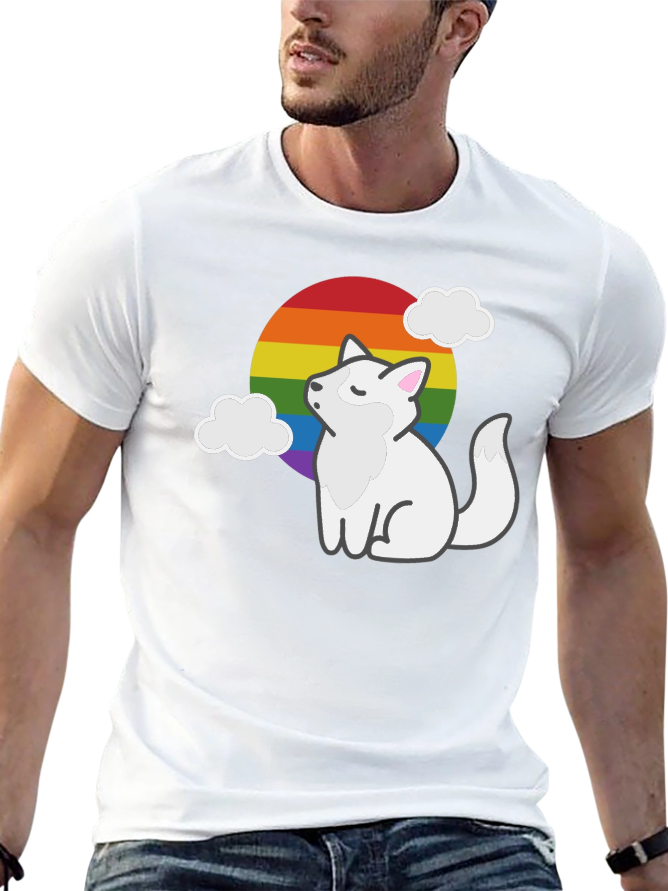Rainbow Pride Fox Black T-Shirt