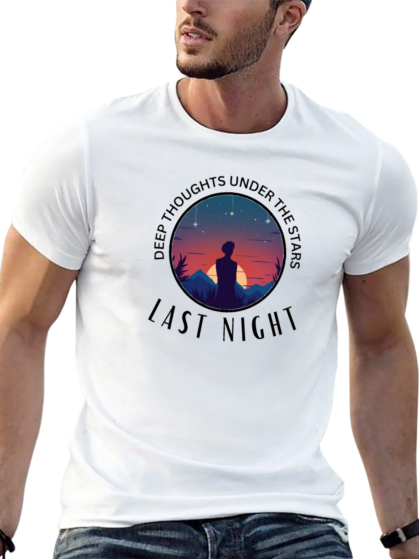 Deep Thoughts Under the Stars Black T-Shirt