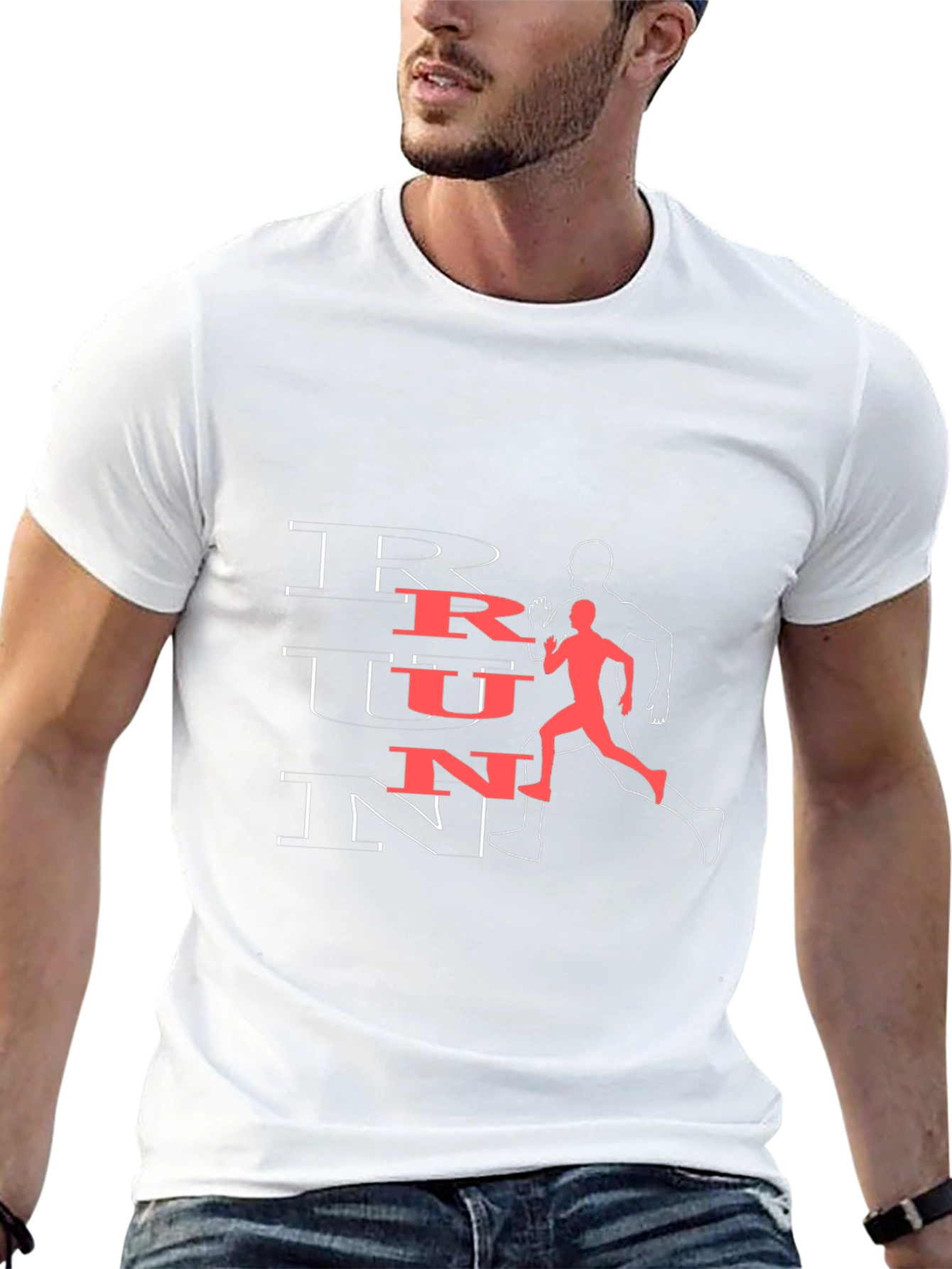 Run Graphic Tee - Black Cotton Athletic T-Shirt