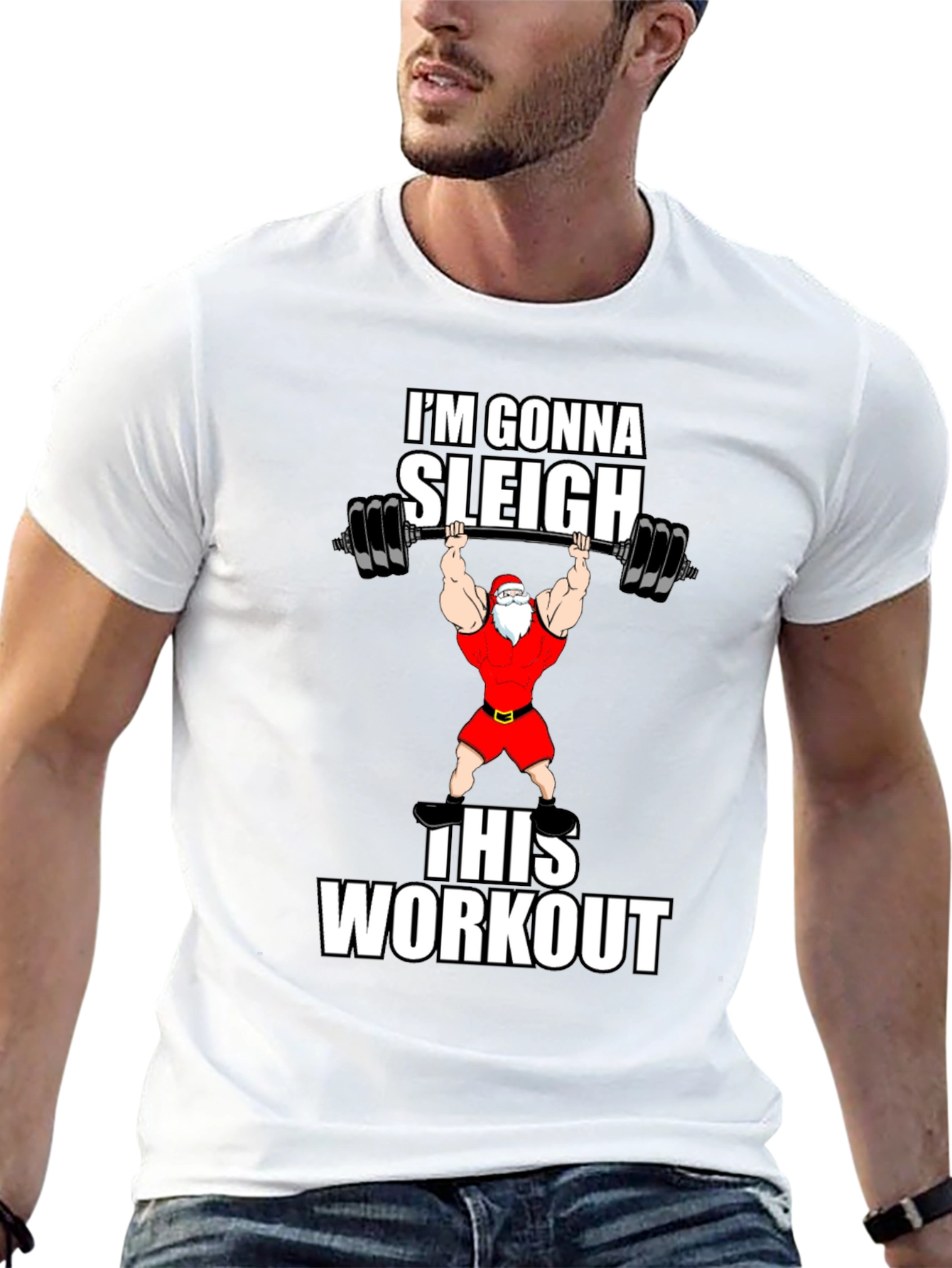 Gonna Sleigh This Workout Santa Graphic T-Shirt