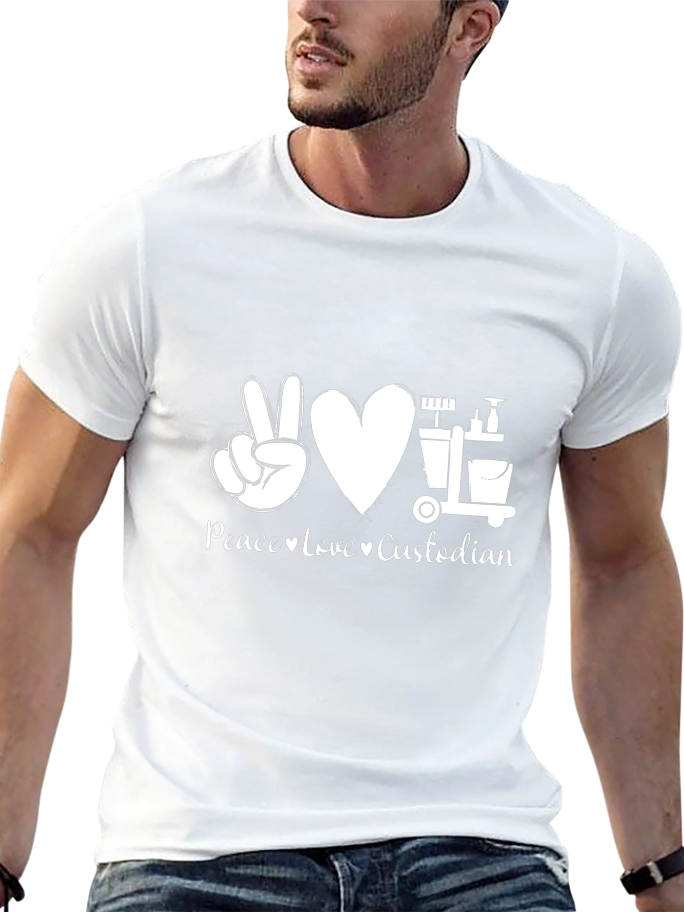 Peace Love Custodian T-Shirt - Cleaning Crew Appreciation