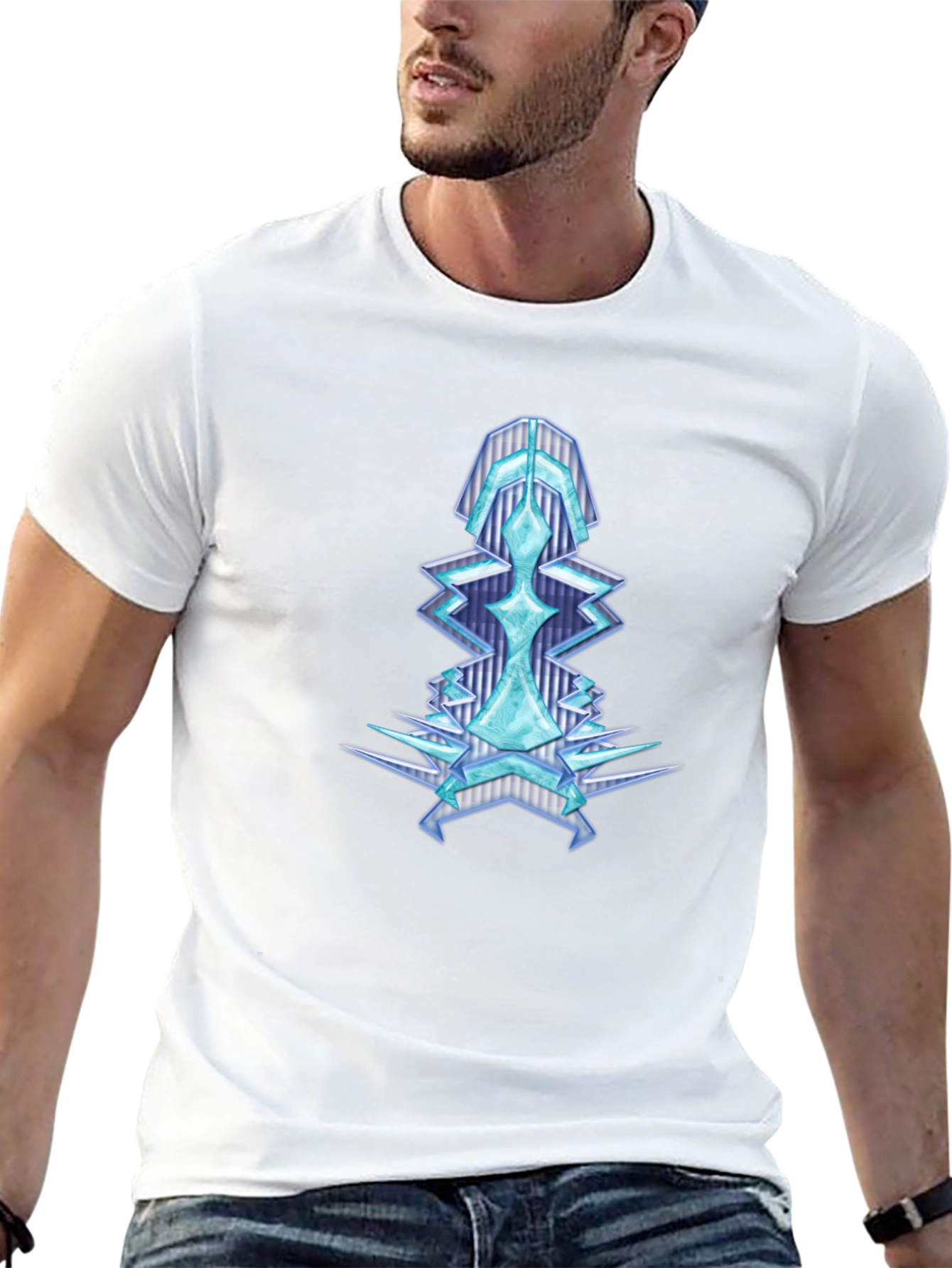 Geometric Ice Crystal Graphic Tee - Black