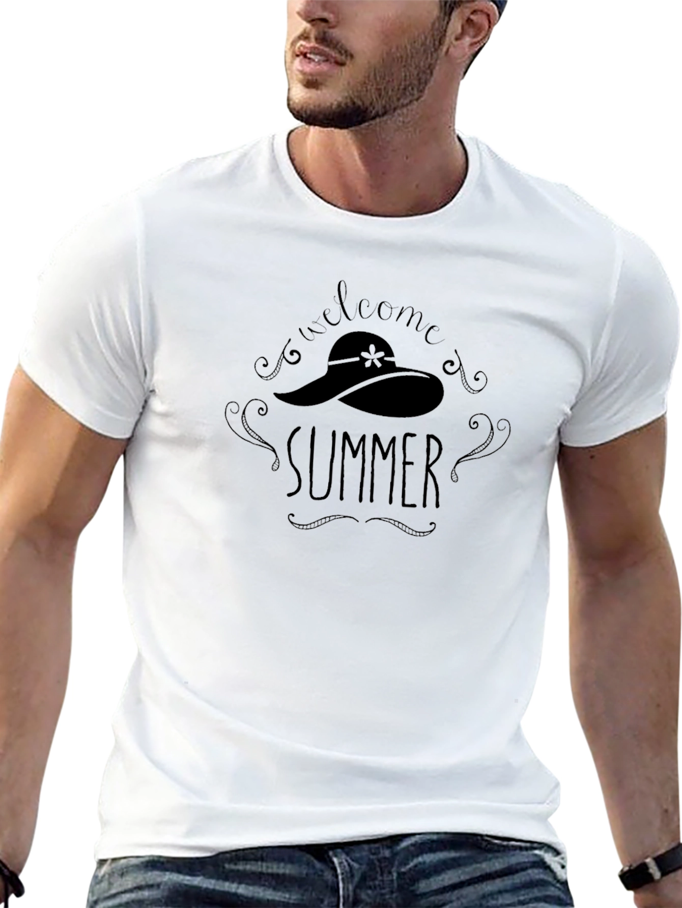 Welcome Summer T-Shirt - Black Cotton Tee