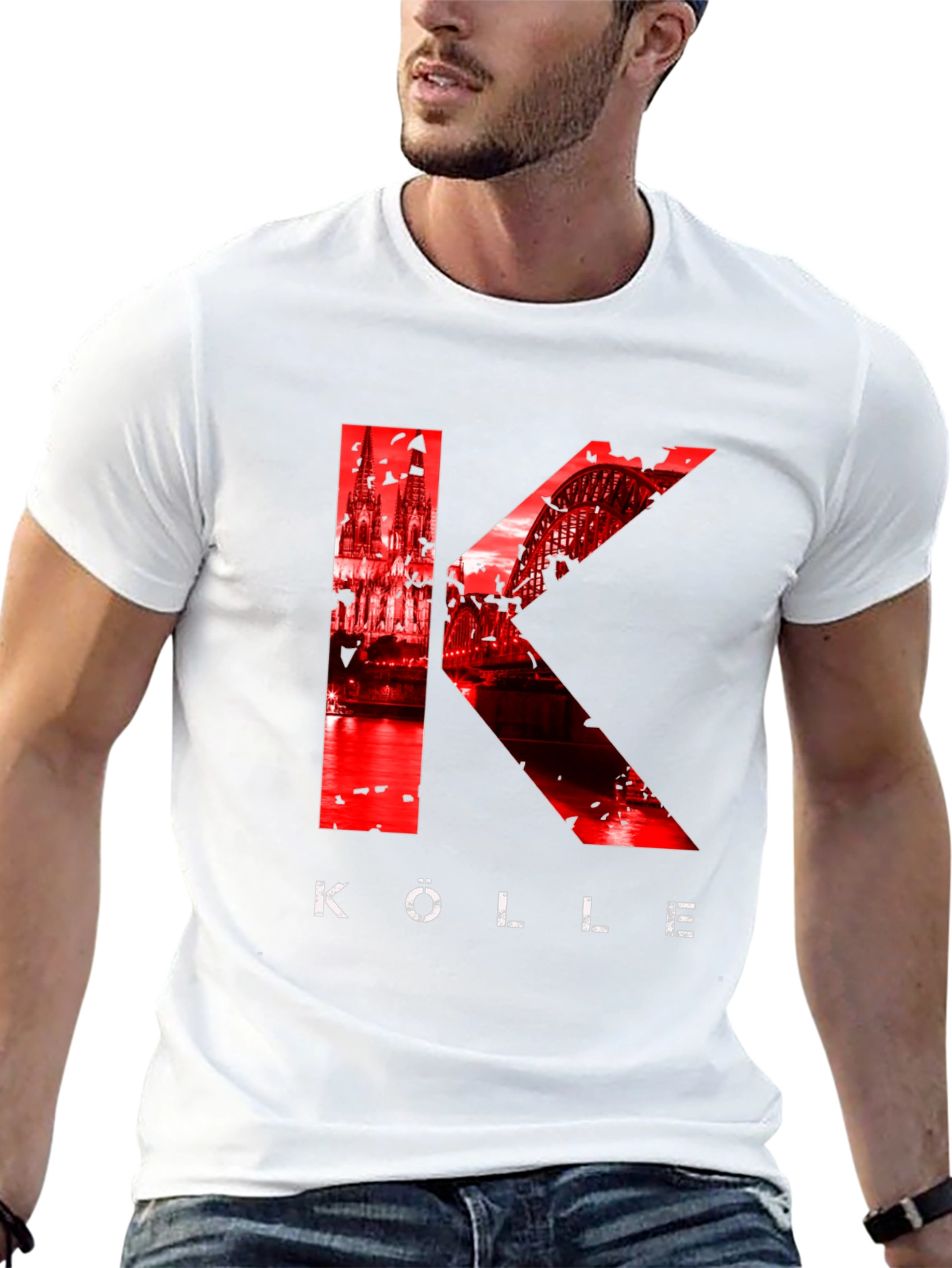 Köln T-Shirt - Red Cathedral & Bridge Graphic Tee