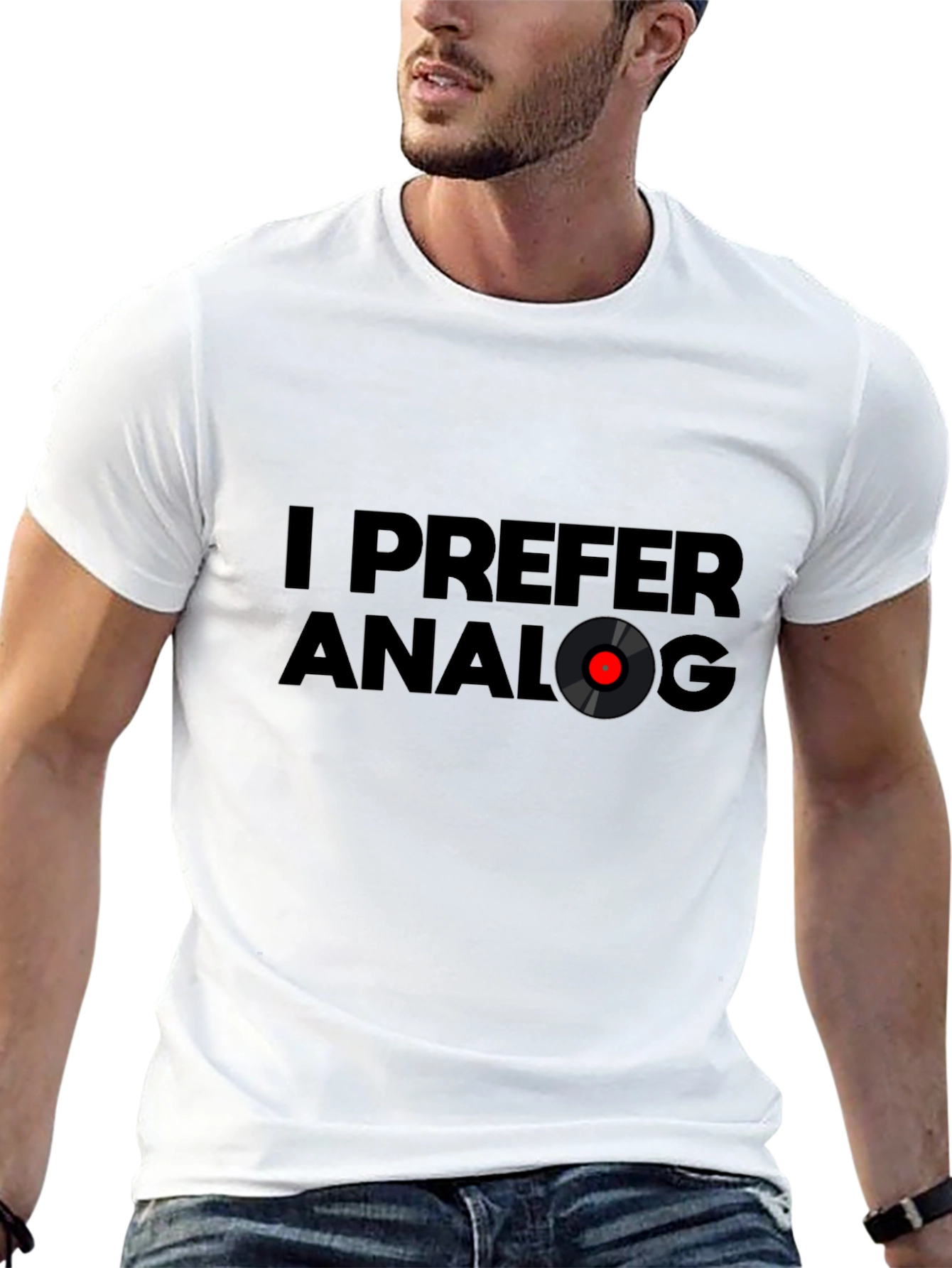 I Prefer Analog Black T-Shirt - Music Lover Tee