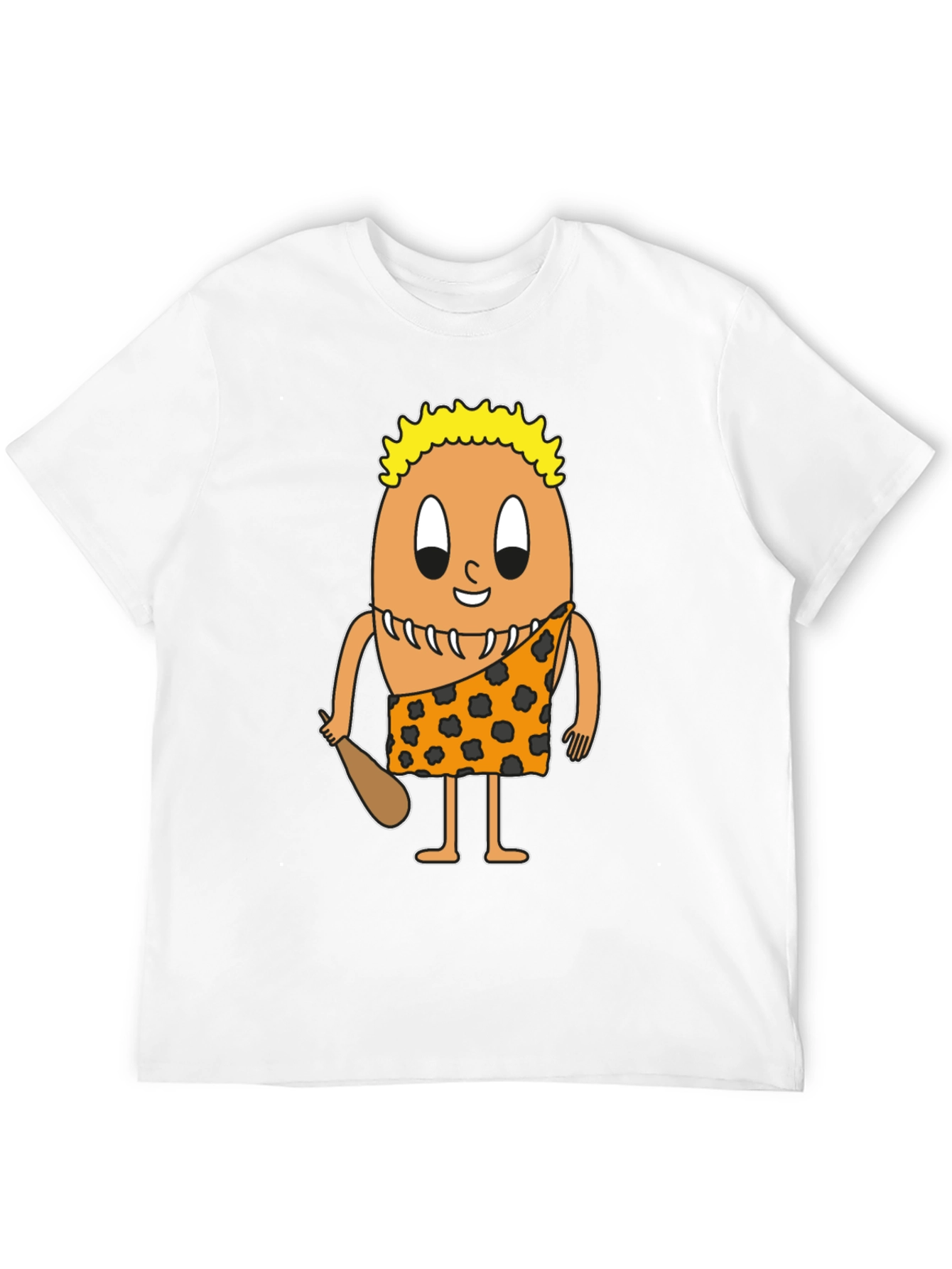 Cartoon Caveman Egg Black T-Shirt