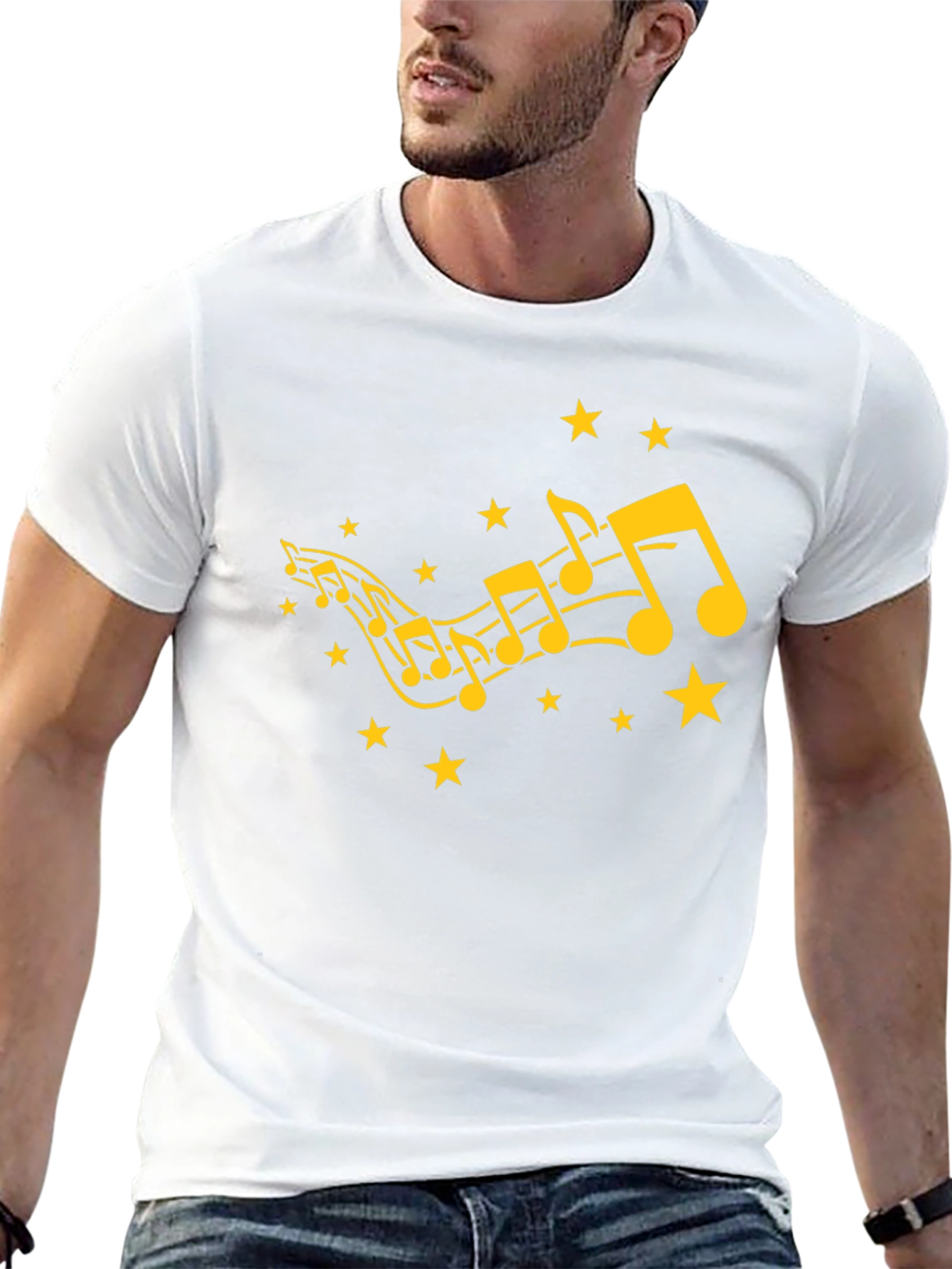 Musical Notes & Stars Black Graphic Tee
