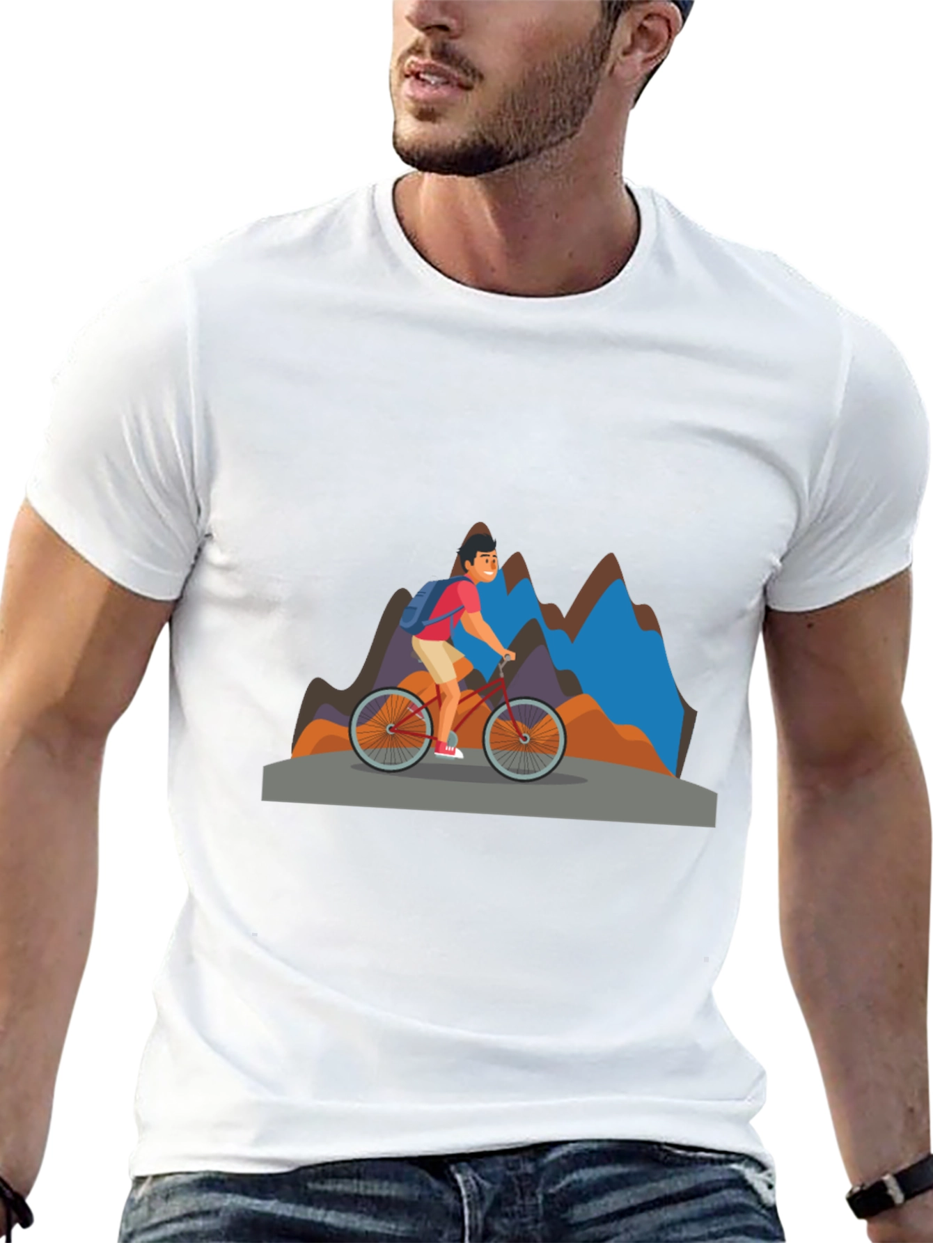 Mountain Biker Graphic Tee - Black Cotton Blend