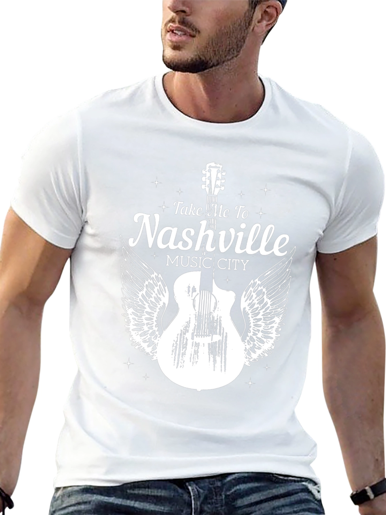 Nashville Music City Guitar Graphic T-Shirt