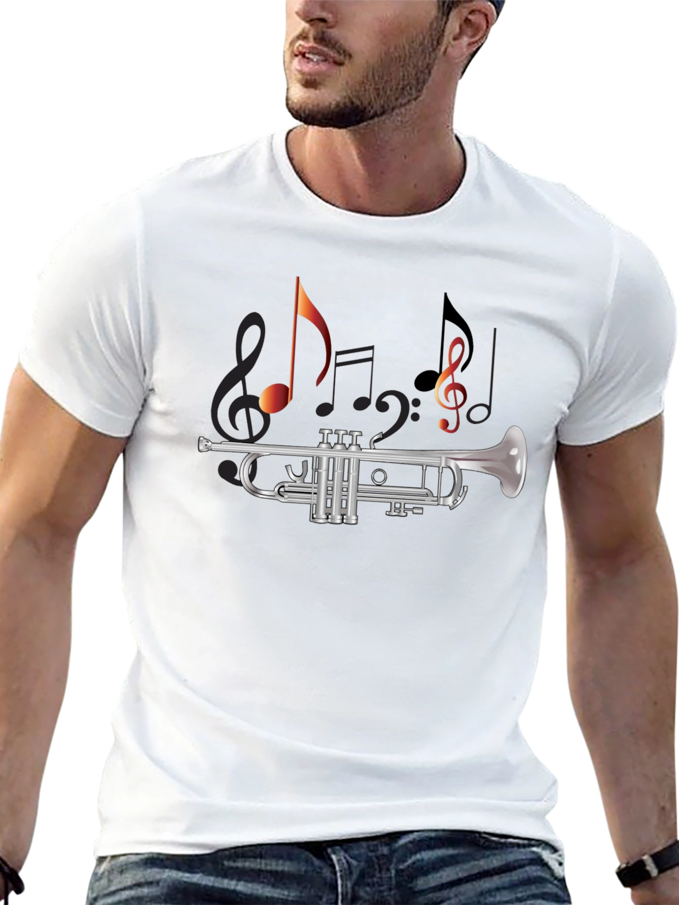 Trumpet Music Notes Graphic Tee