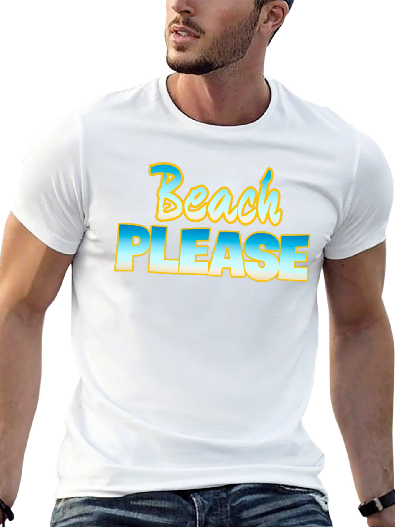 Beach Please Graphic Tee - Black