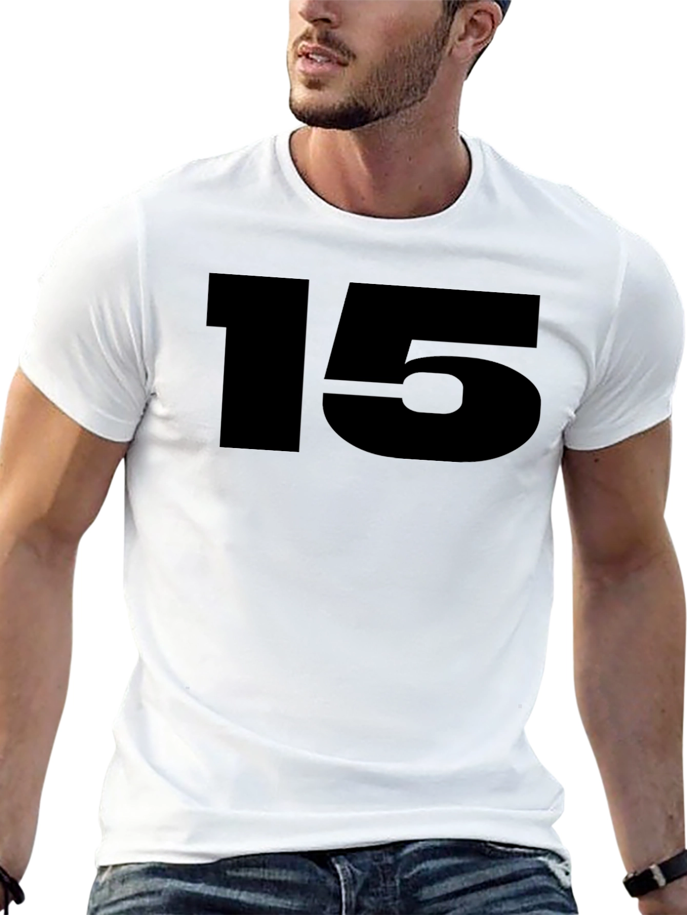 Black T-Shirt with Bold Number 15
