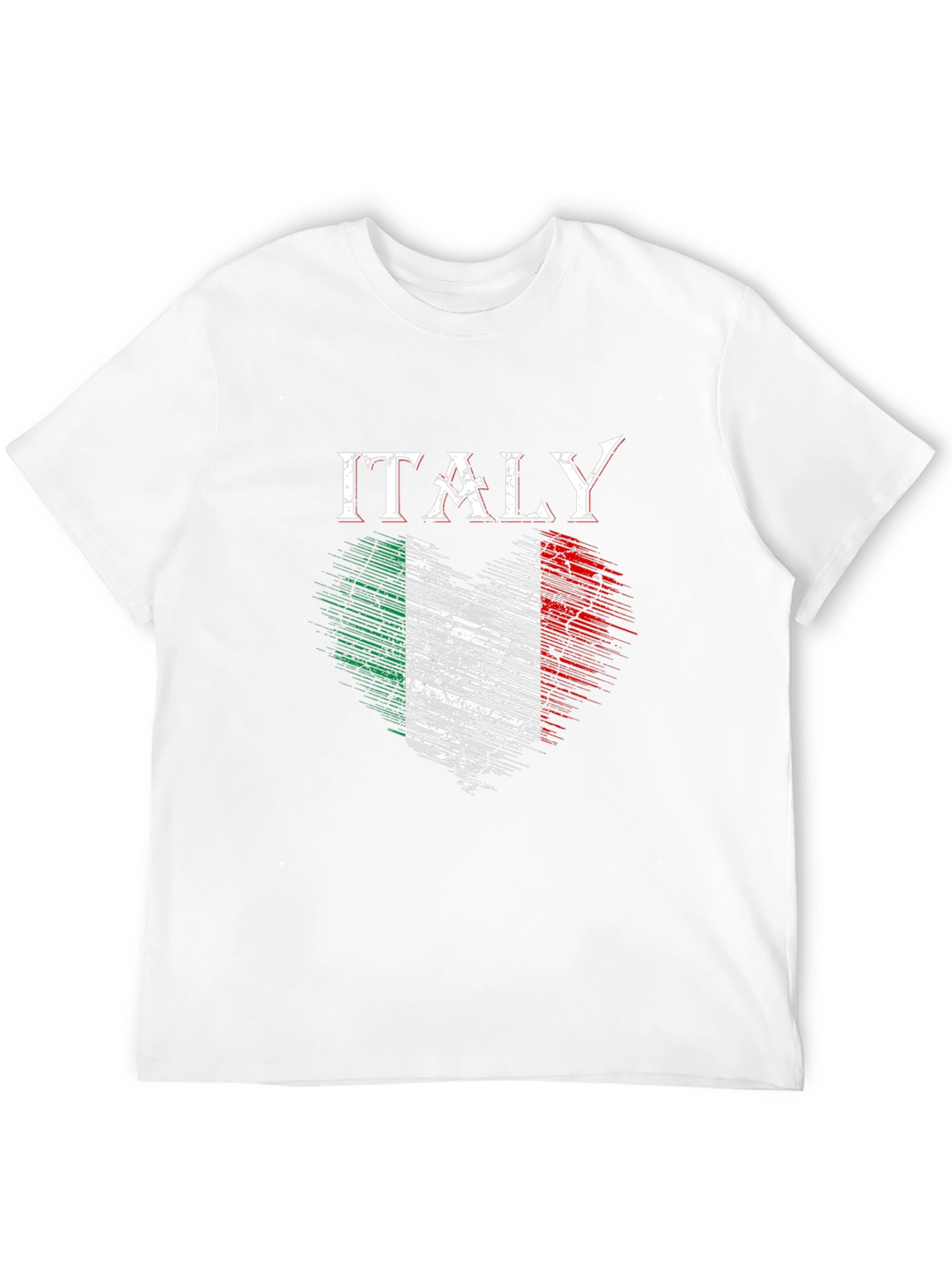 Italy Flag Heart Graphic Black T-Shirt